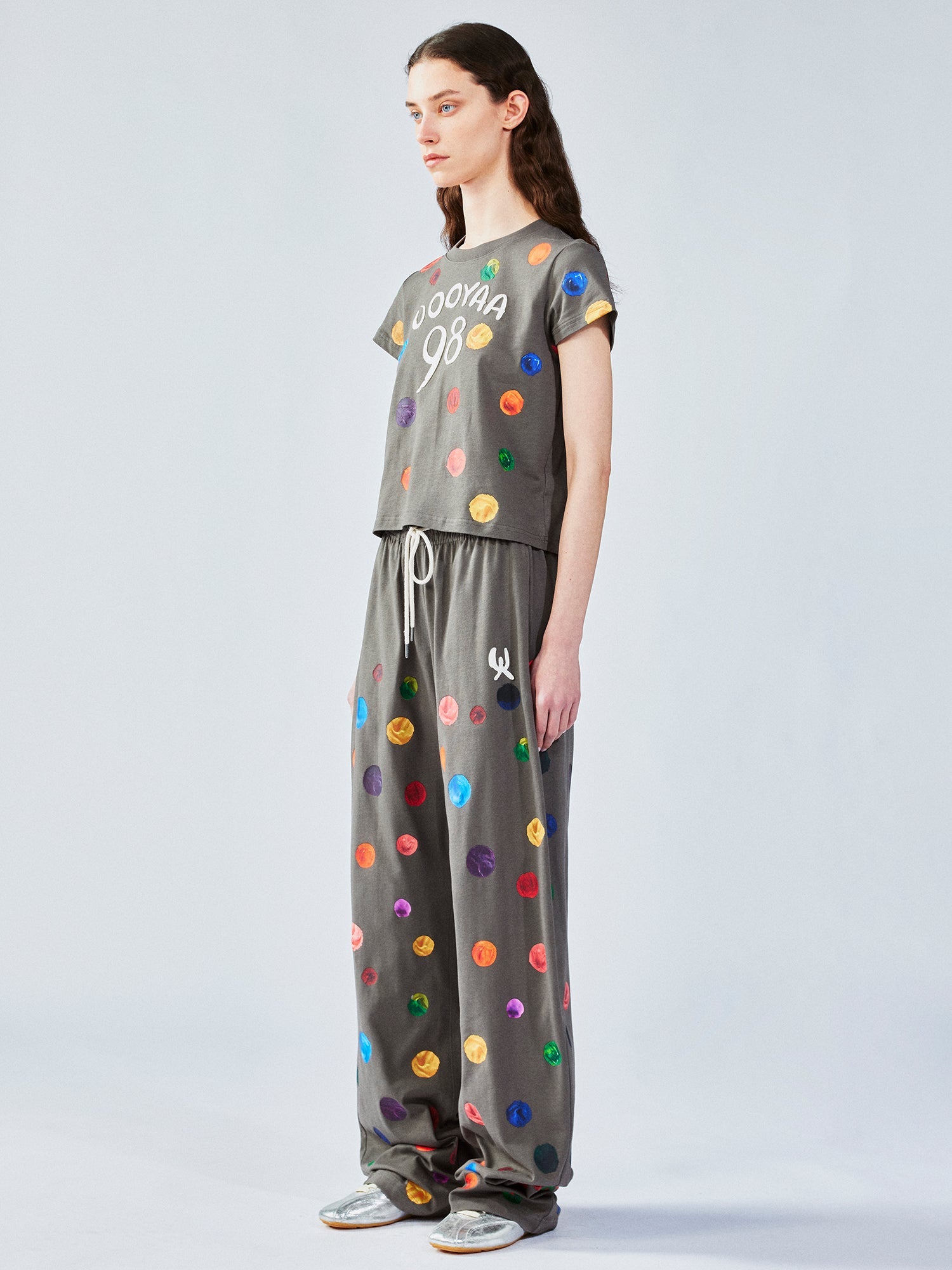 Painterly polka dot sweatpants