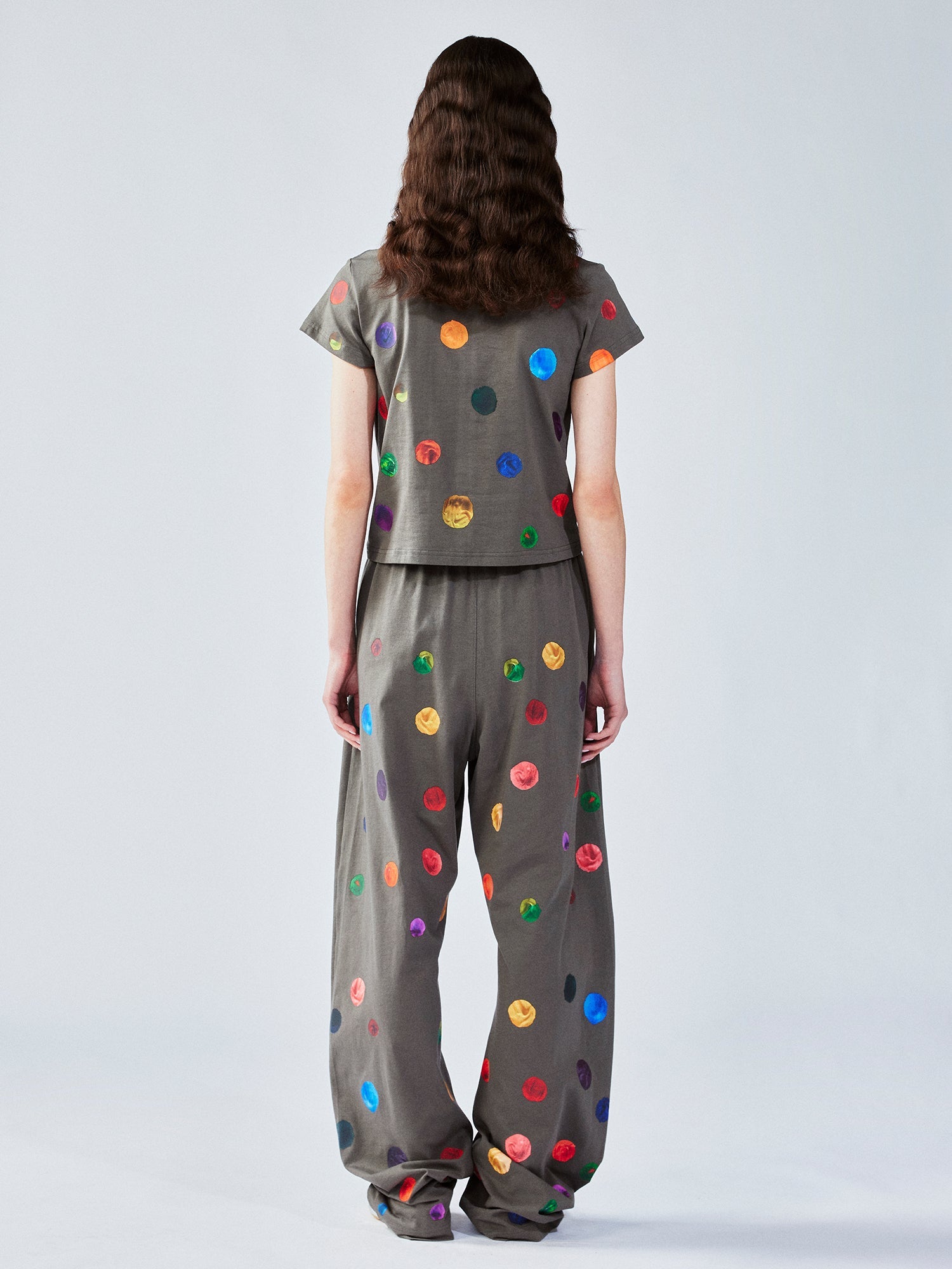 Painterly polka dot sweatpants
