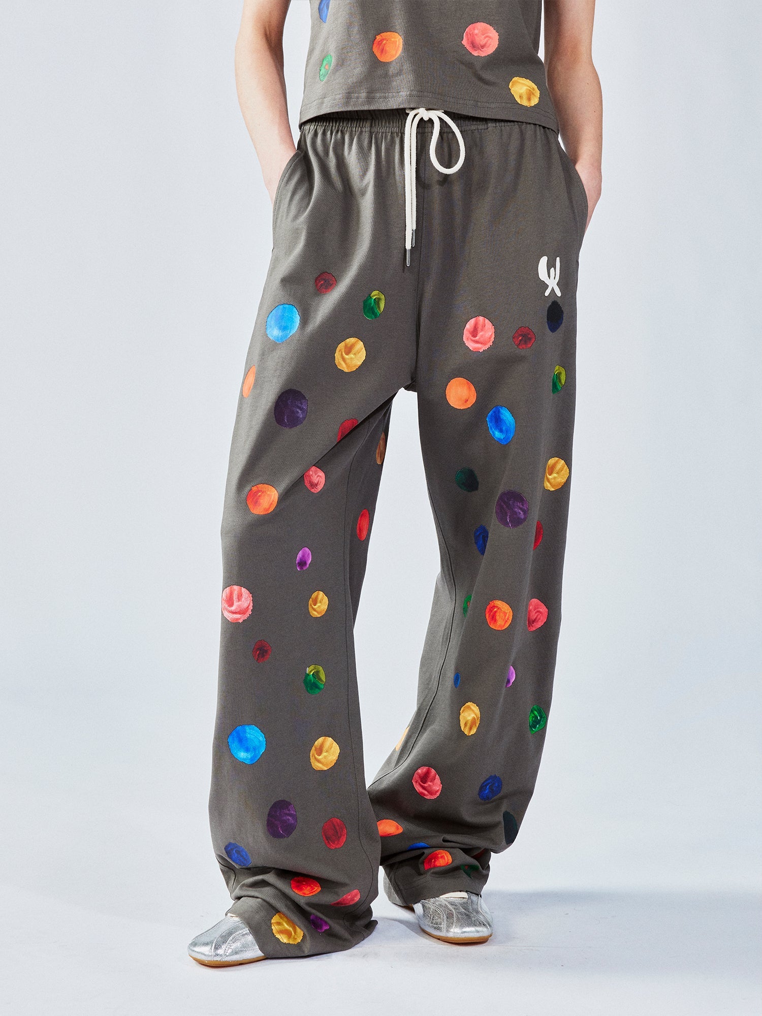 Painterly polka dot sweatpants