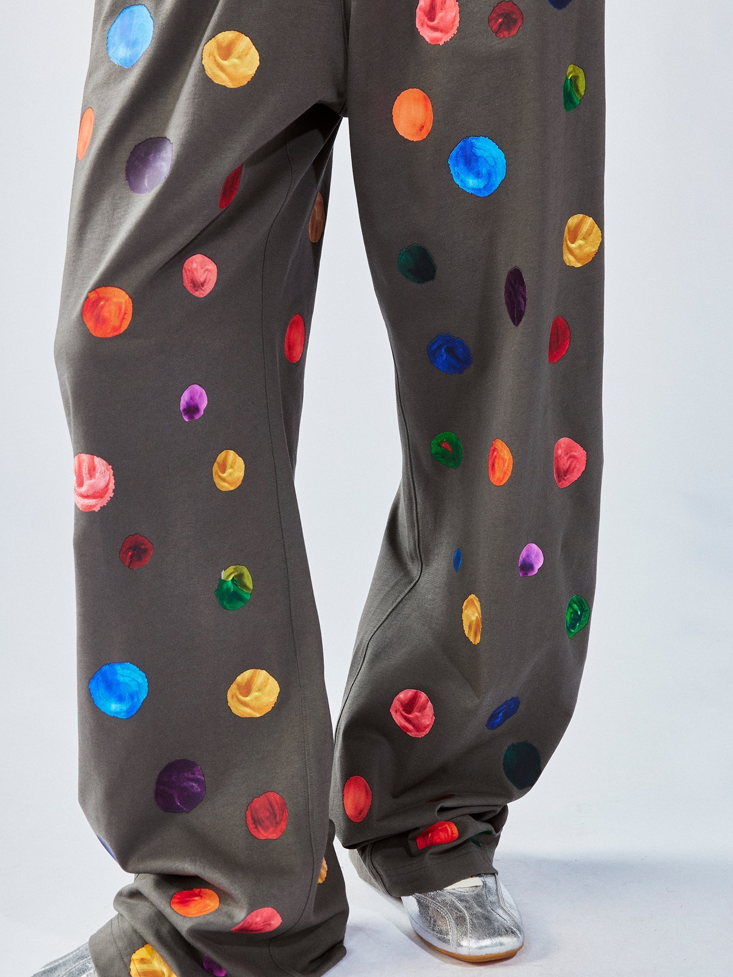 Painterly polka dot sweatpants