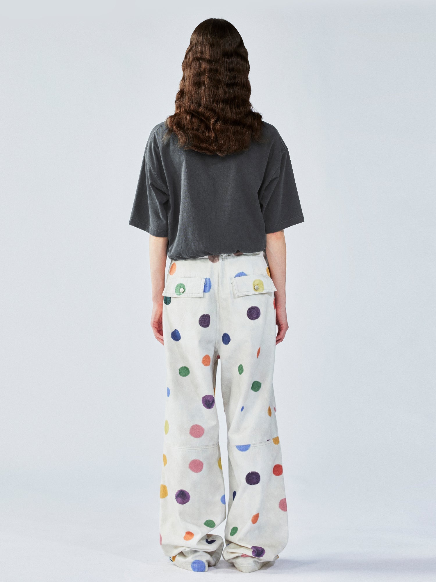 Painterly polka dot cargo pants