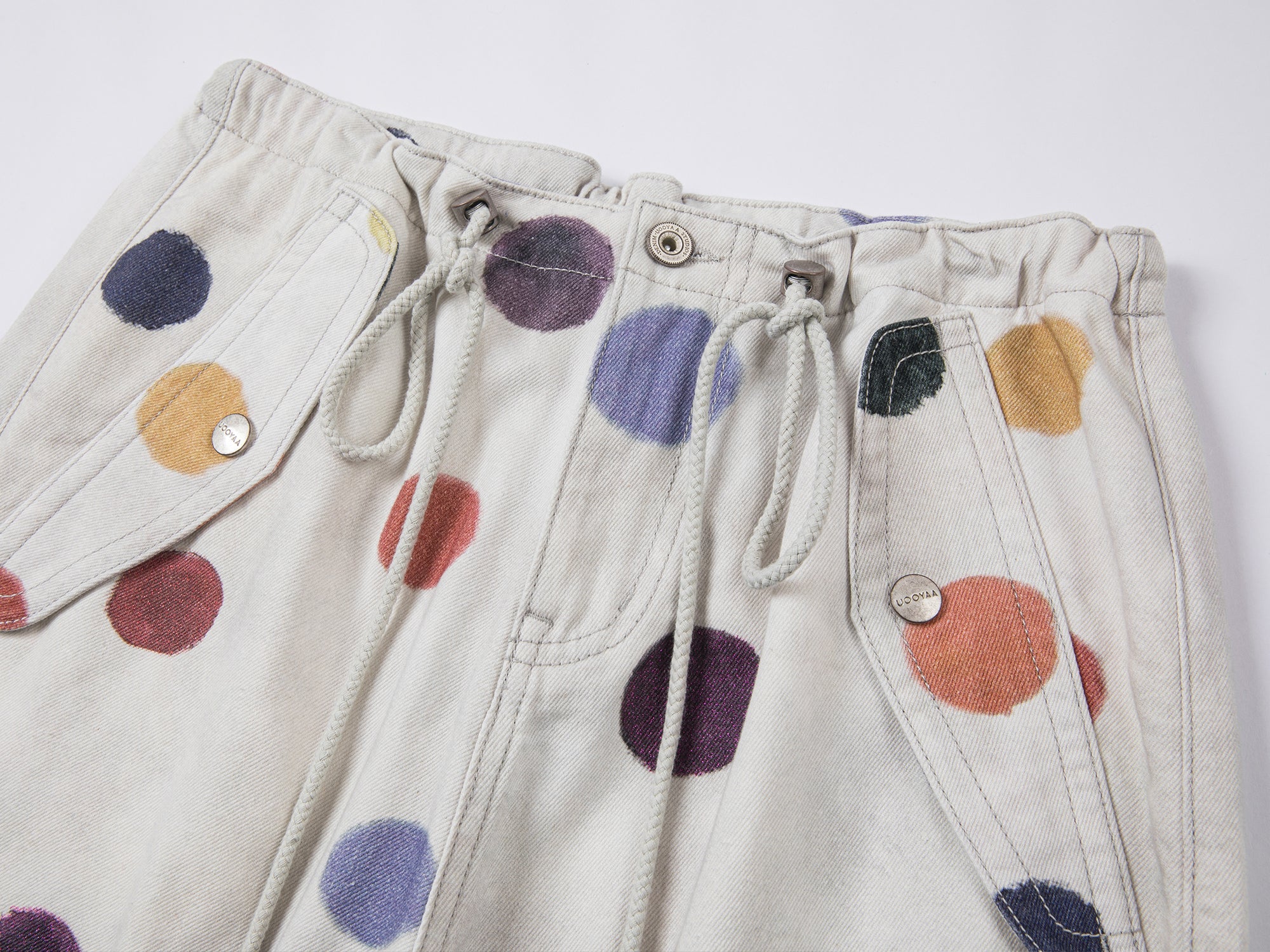 Painterly polka dot cargo pants