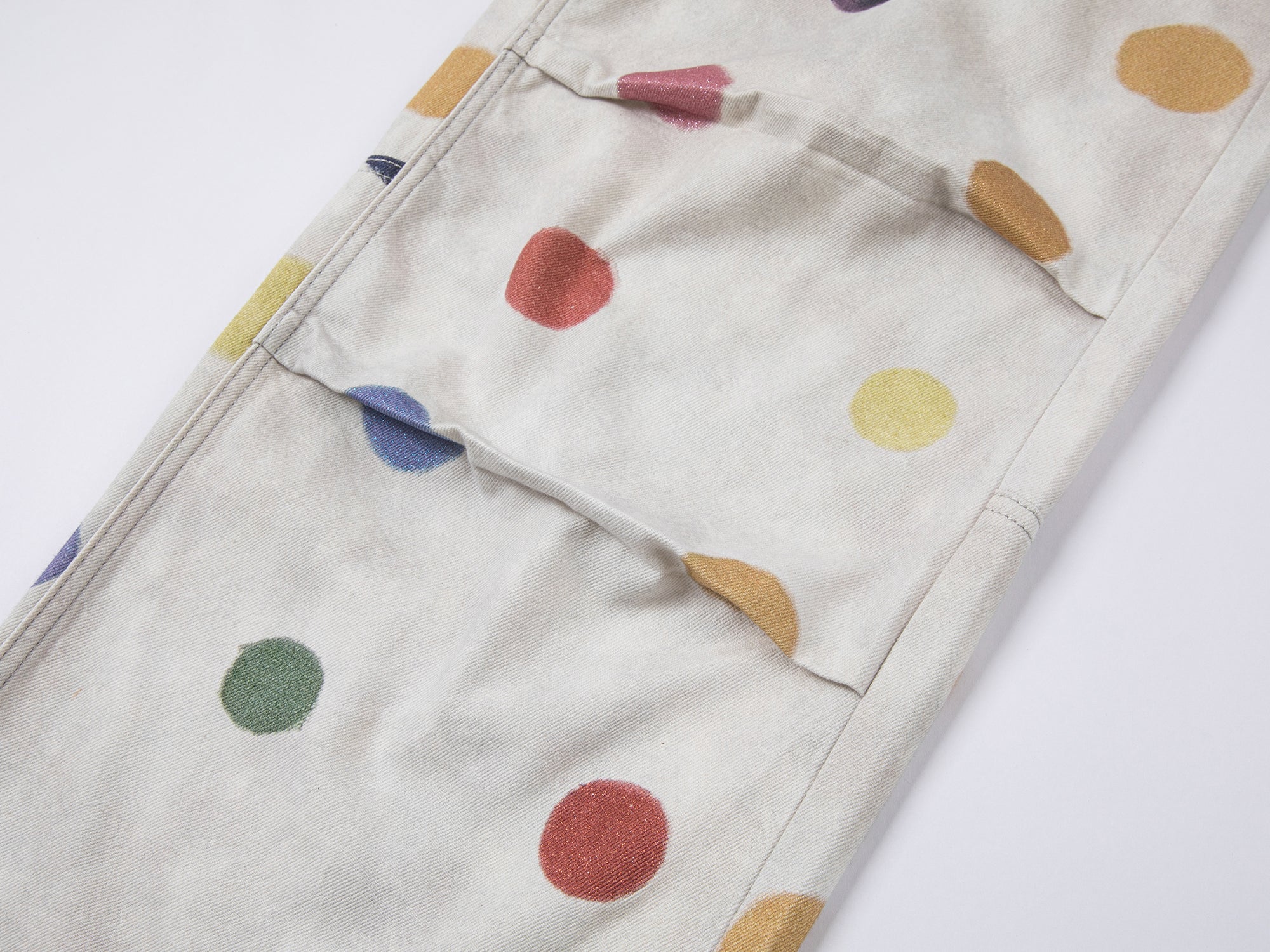 Painterly polka dot cargo pants