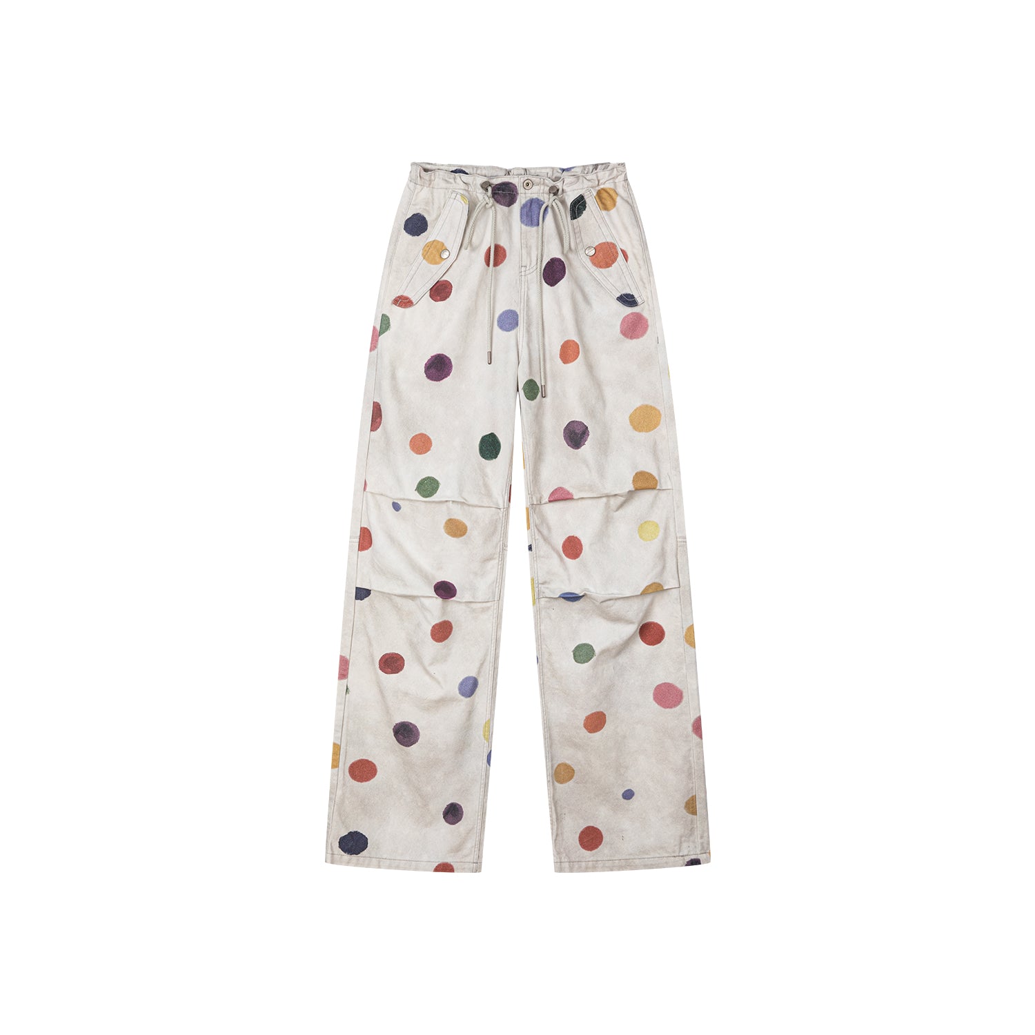 Painterly polka dot cargo pants