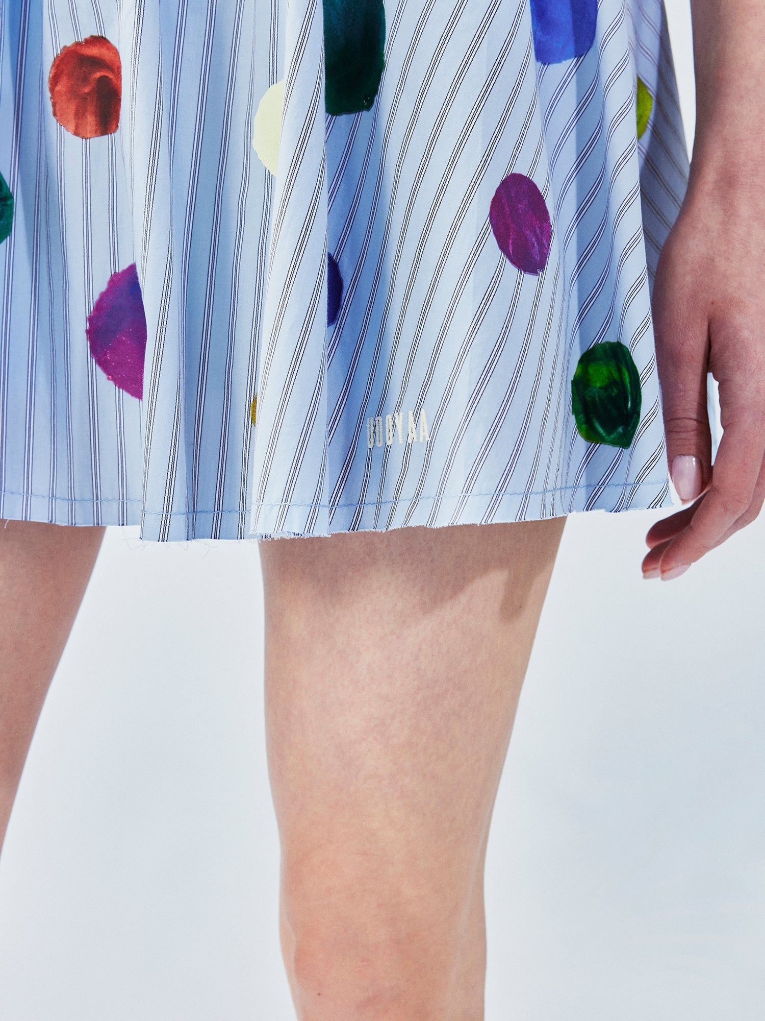 Painterly polka dot short skirt