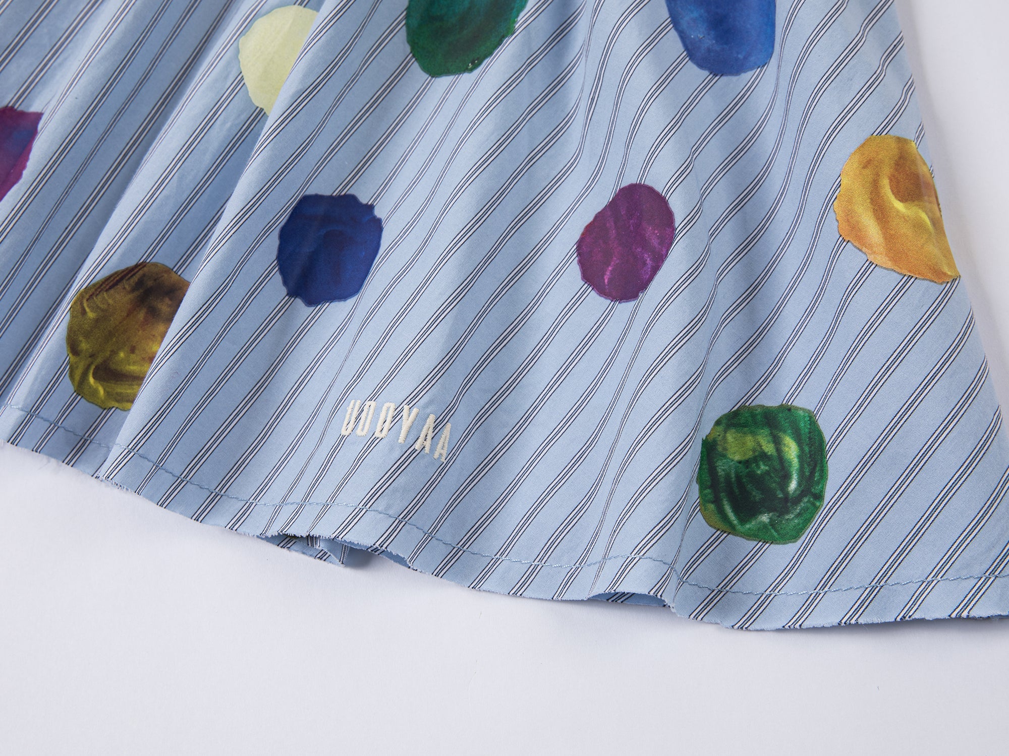 Painterly polka dot short skirt