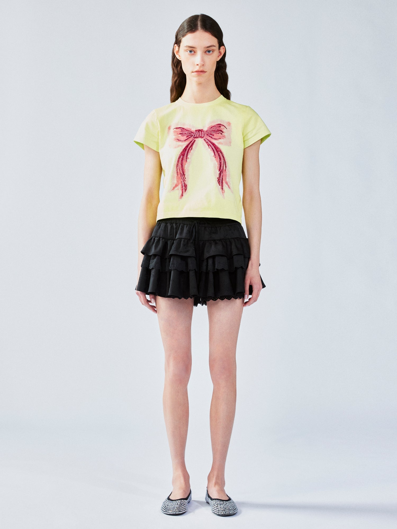 Layered jacquard tiered skirt