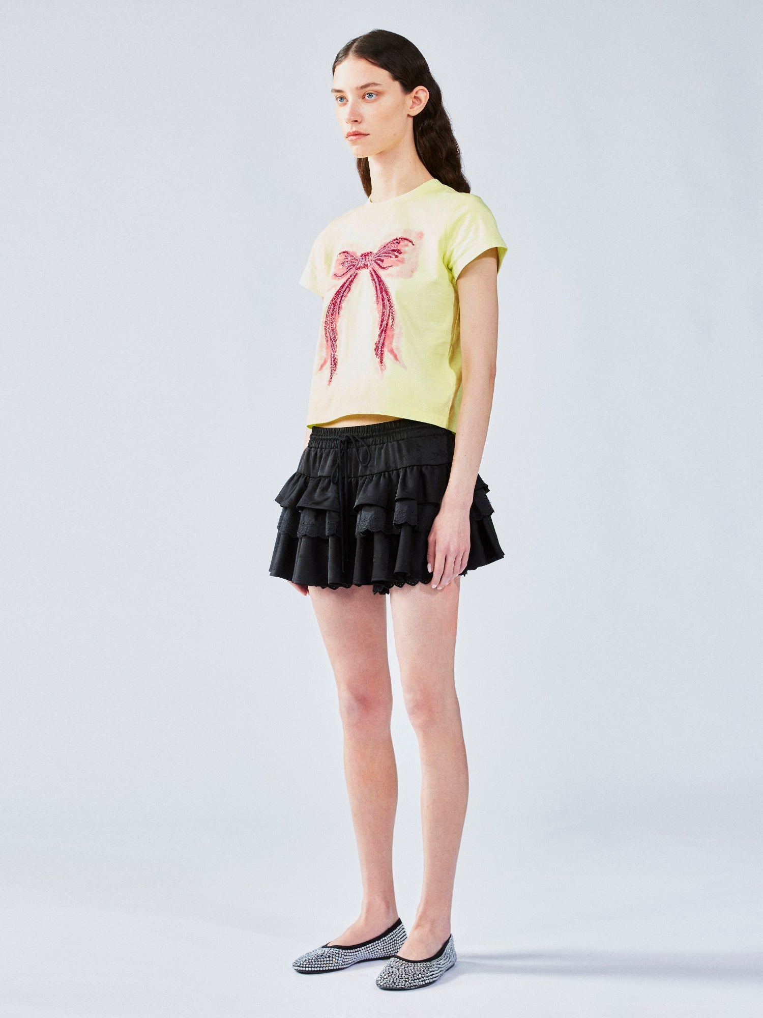 Layered jacquard tiered skirt