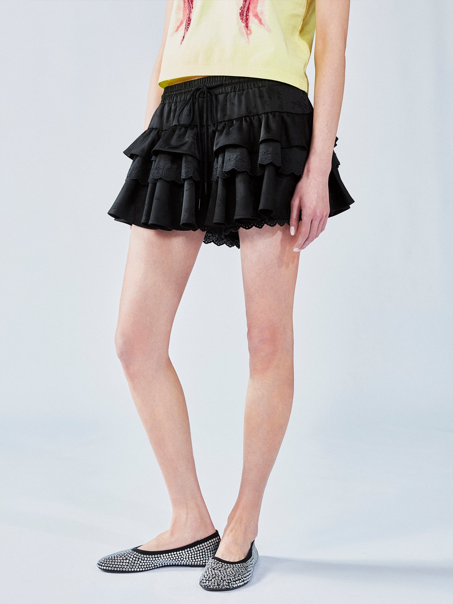 Layered jacquard tiered skirt