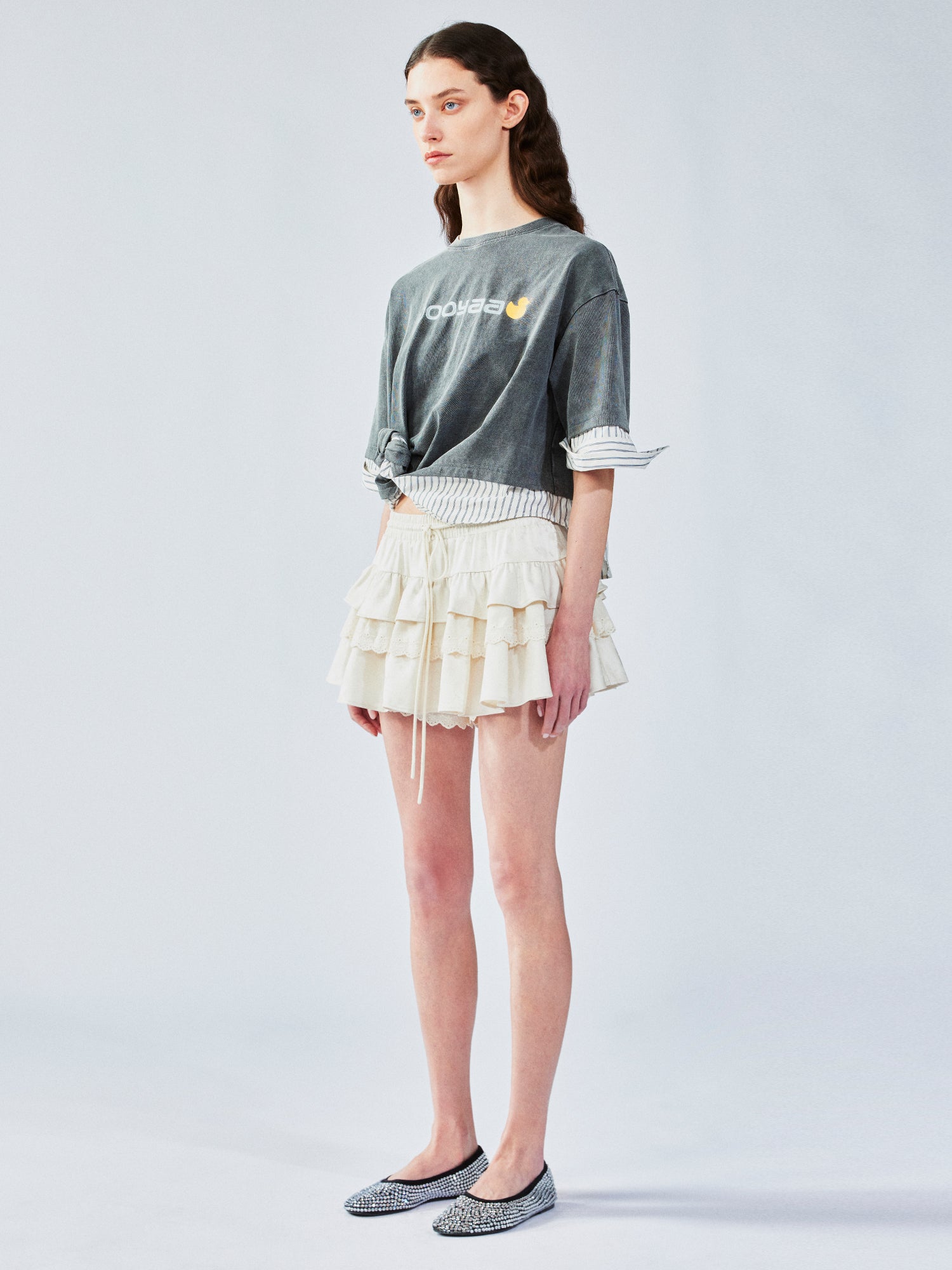 Layered jacquard tiered skirt