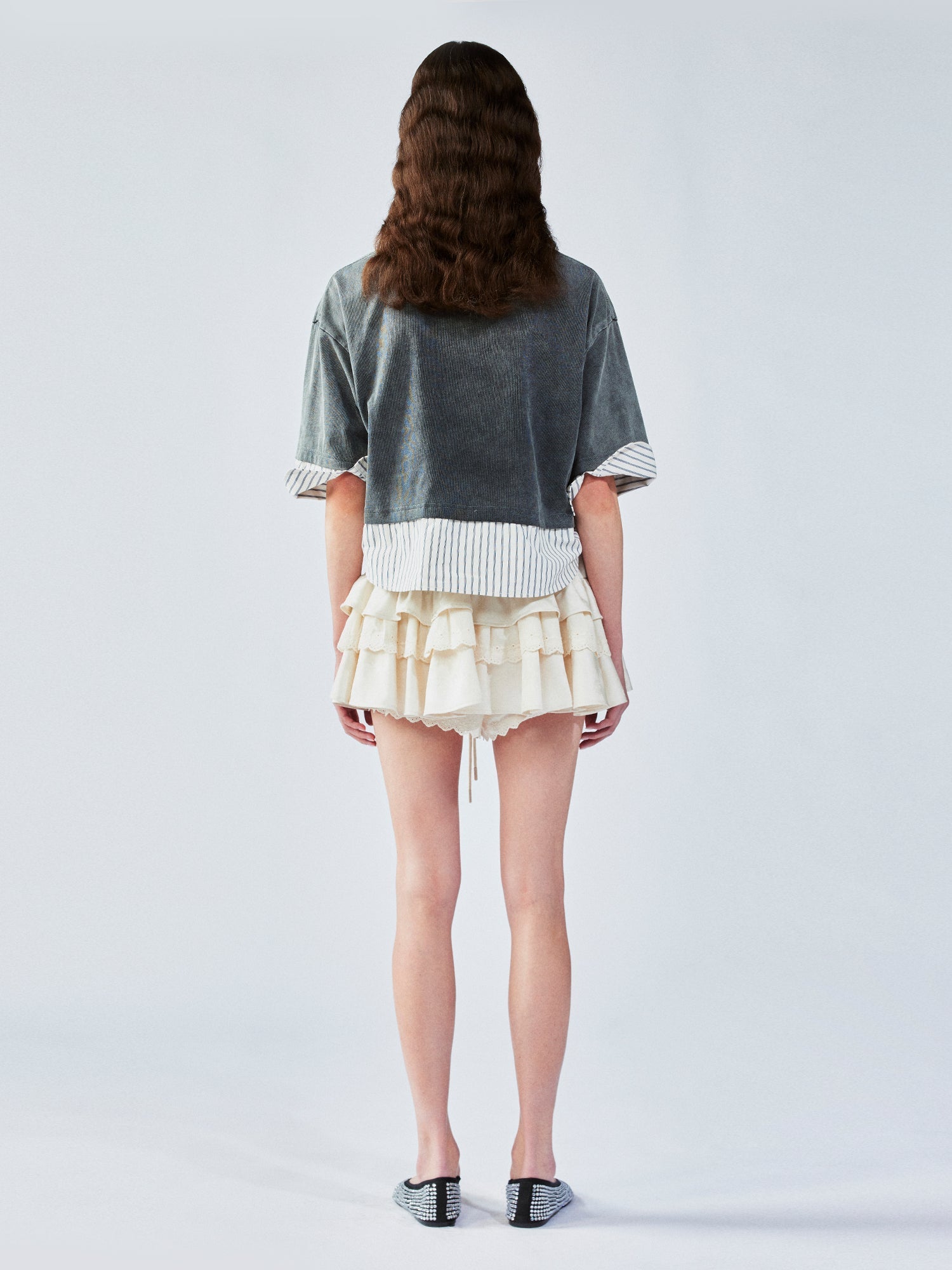 Layered jacquard tiered skirt