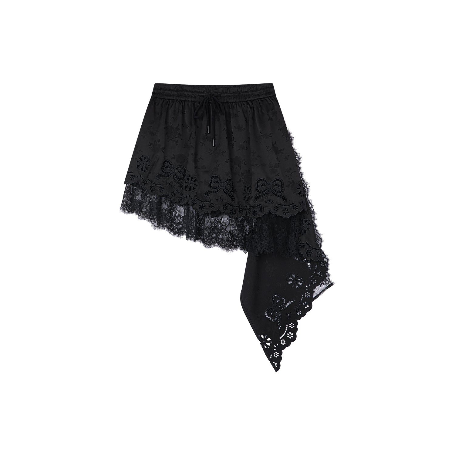 Asymmetrical lace jacquard skirt