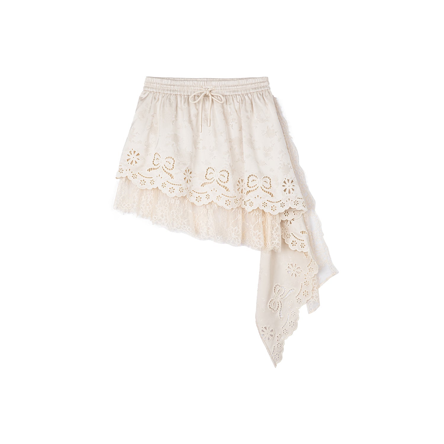 Asymmetrical lace jacquard skirt