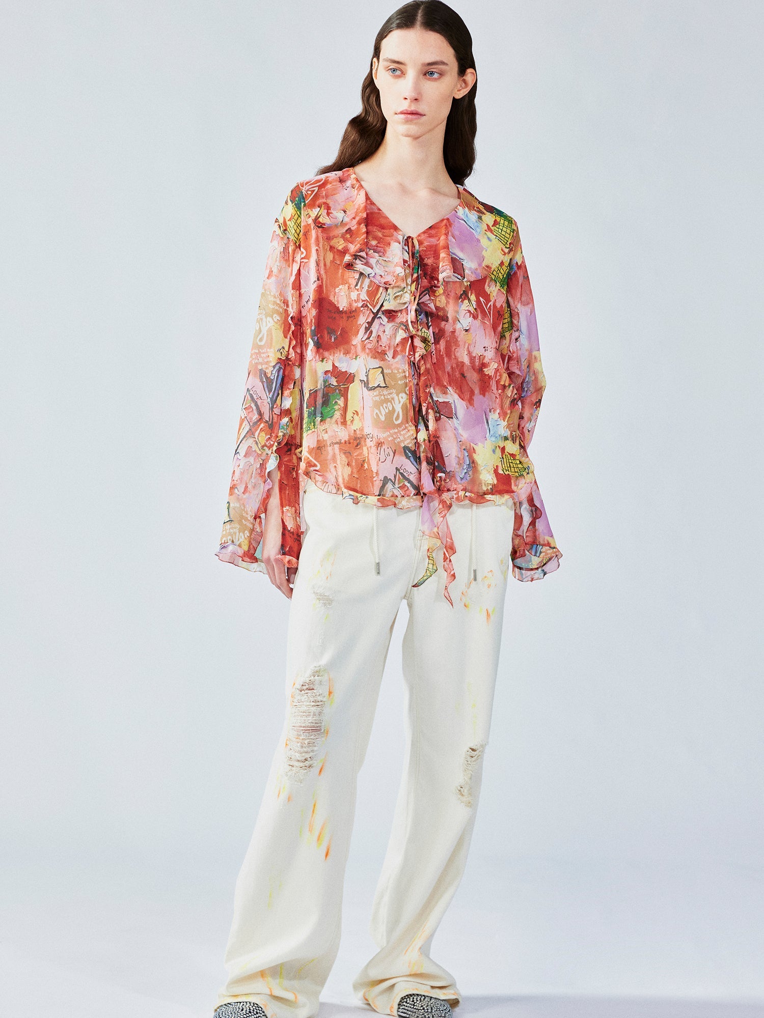 Graffiti ruffle shirt