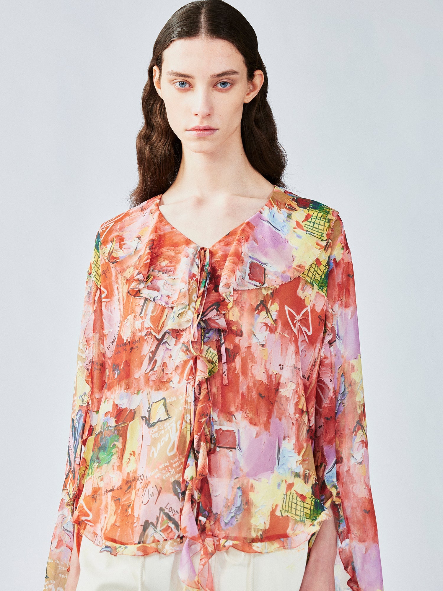 Graffiti ruffle shirt