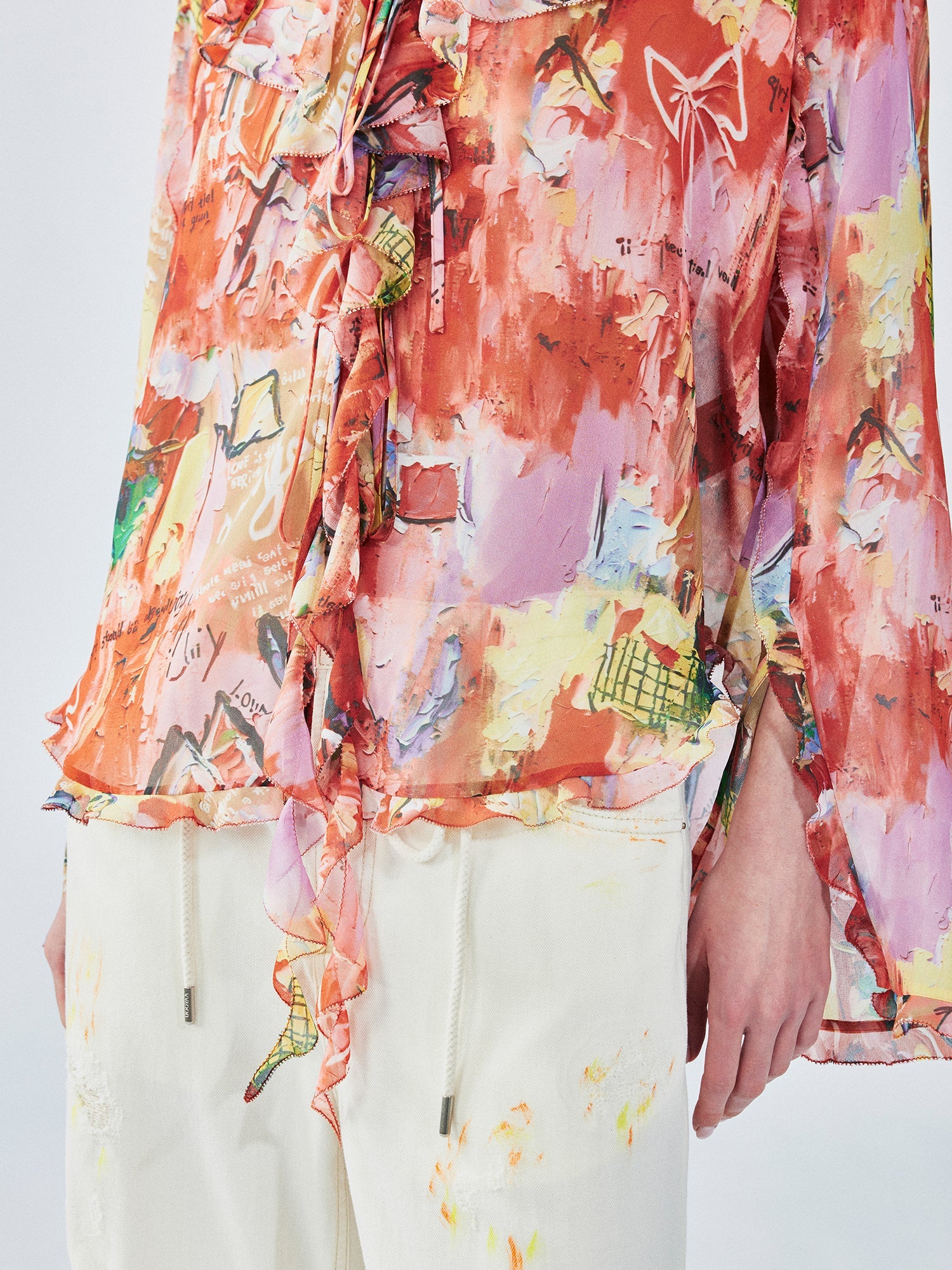 Graffiti ruffle shirt
