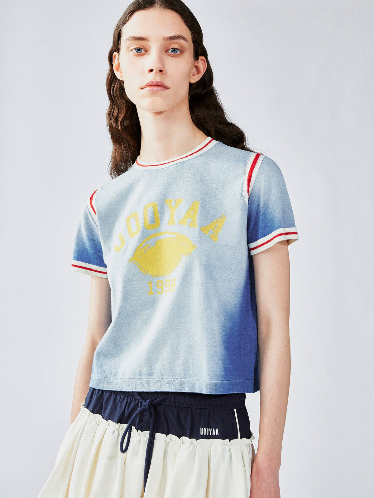 ジャージー風ニットTシャツ
