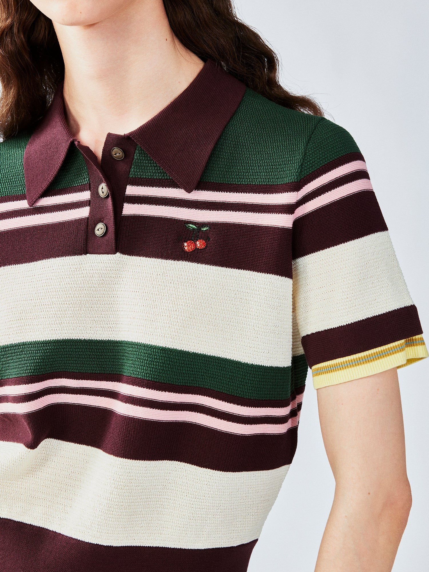 Faux-layered polo sweater t-shirt