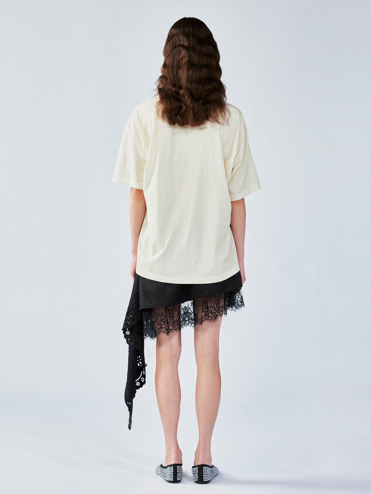 Cat print t-shirt with lifted hem