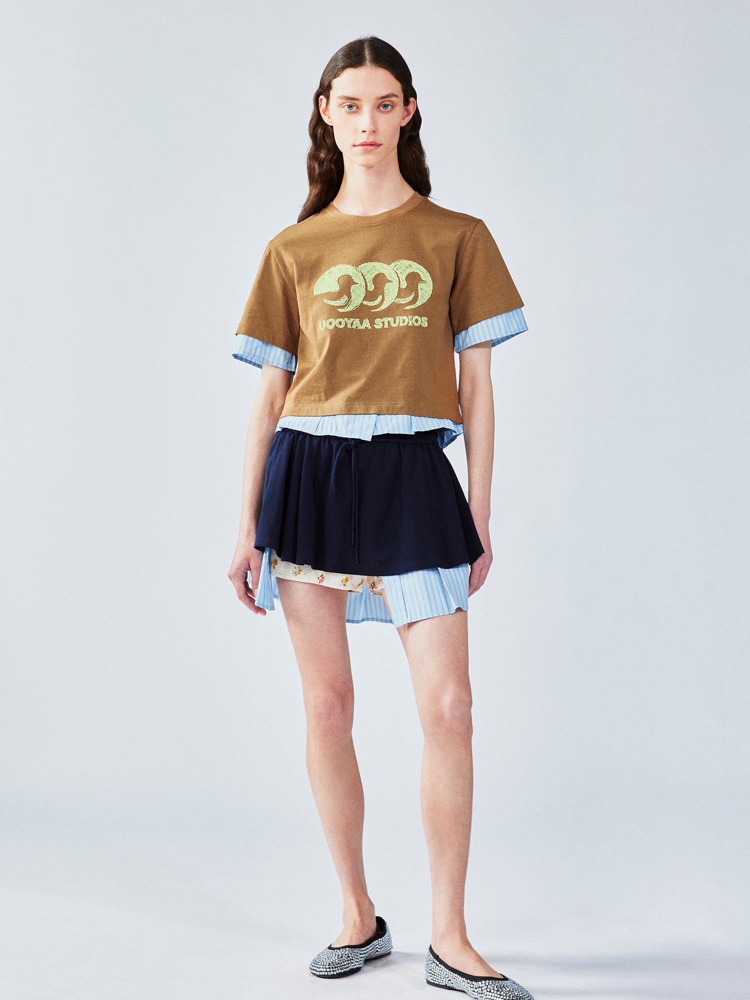 Faux-layered shirt t-shirt