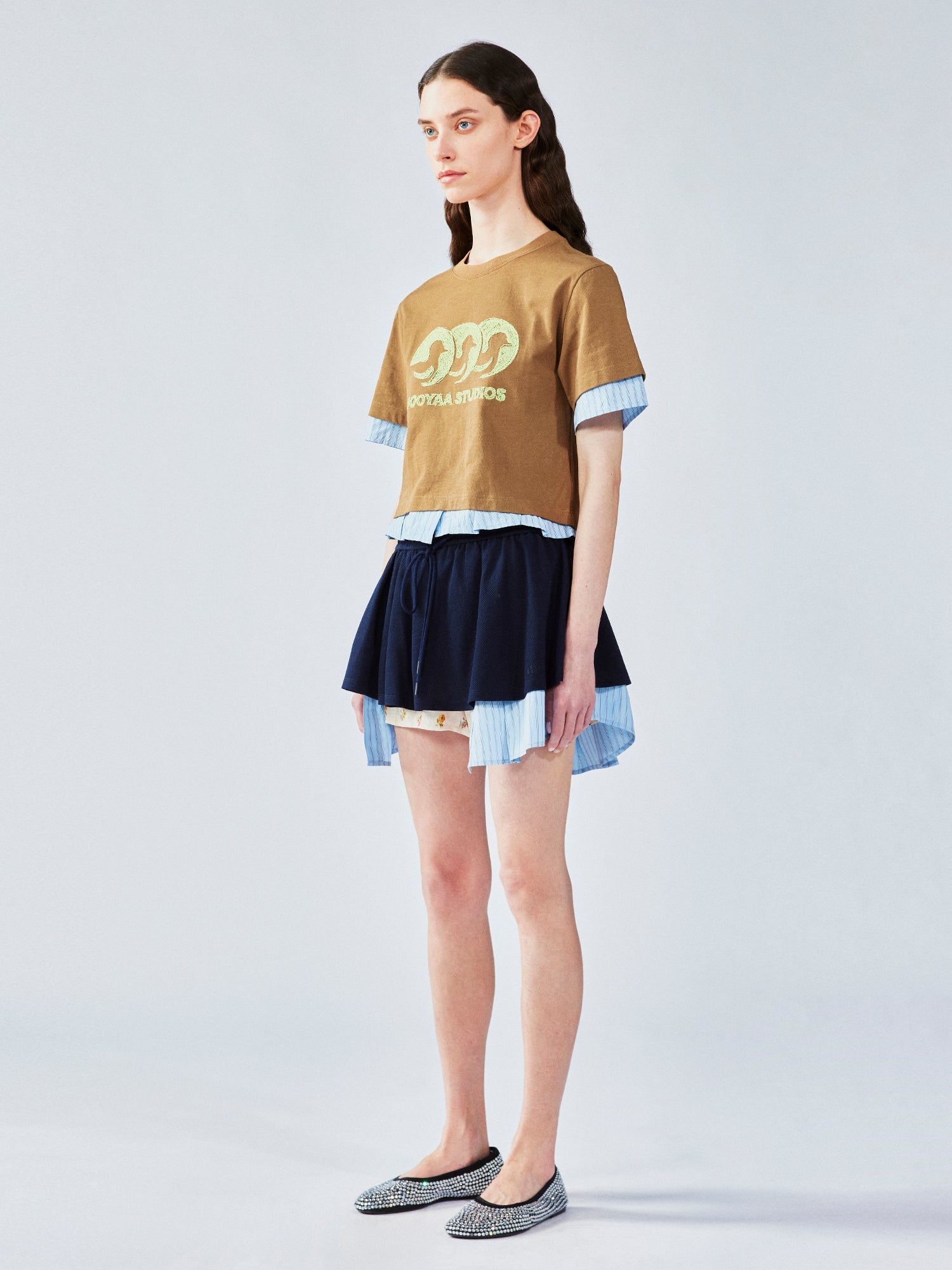 Faux-layered shirt t-shirt
