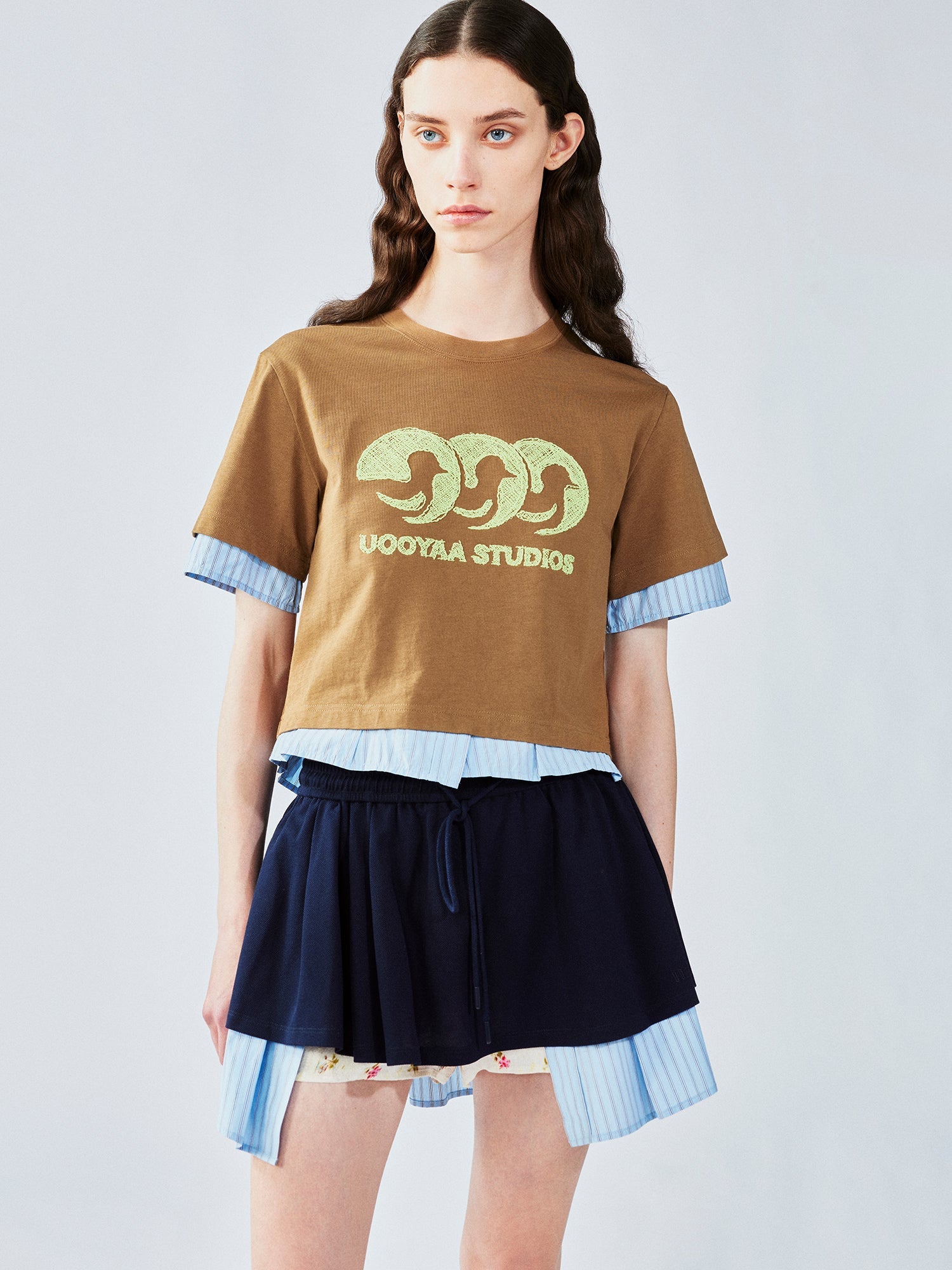 Faux-layered shirt t-shirt