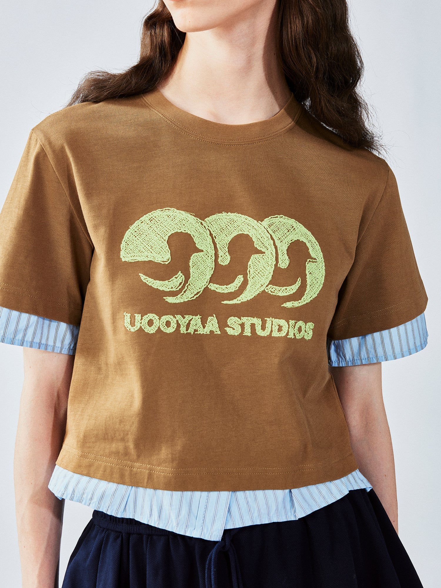 Faux-layered shirt t-shirt