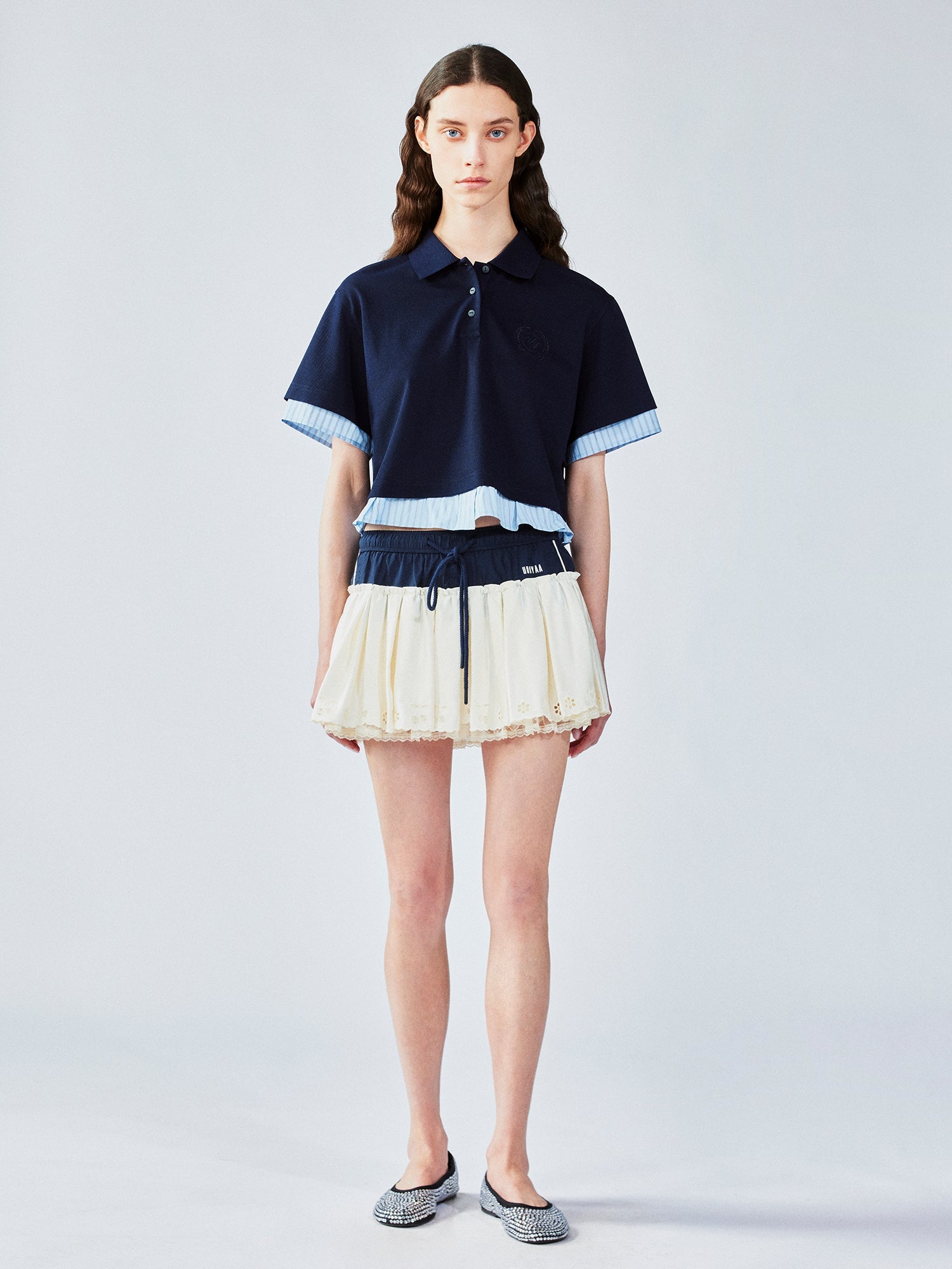 Faux-layered shirt & polo t-shirt