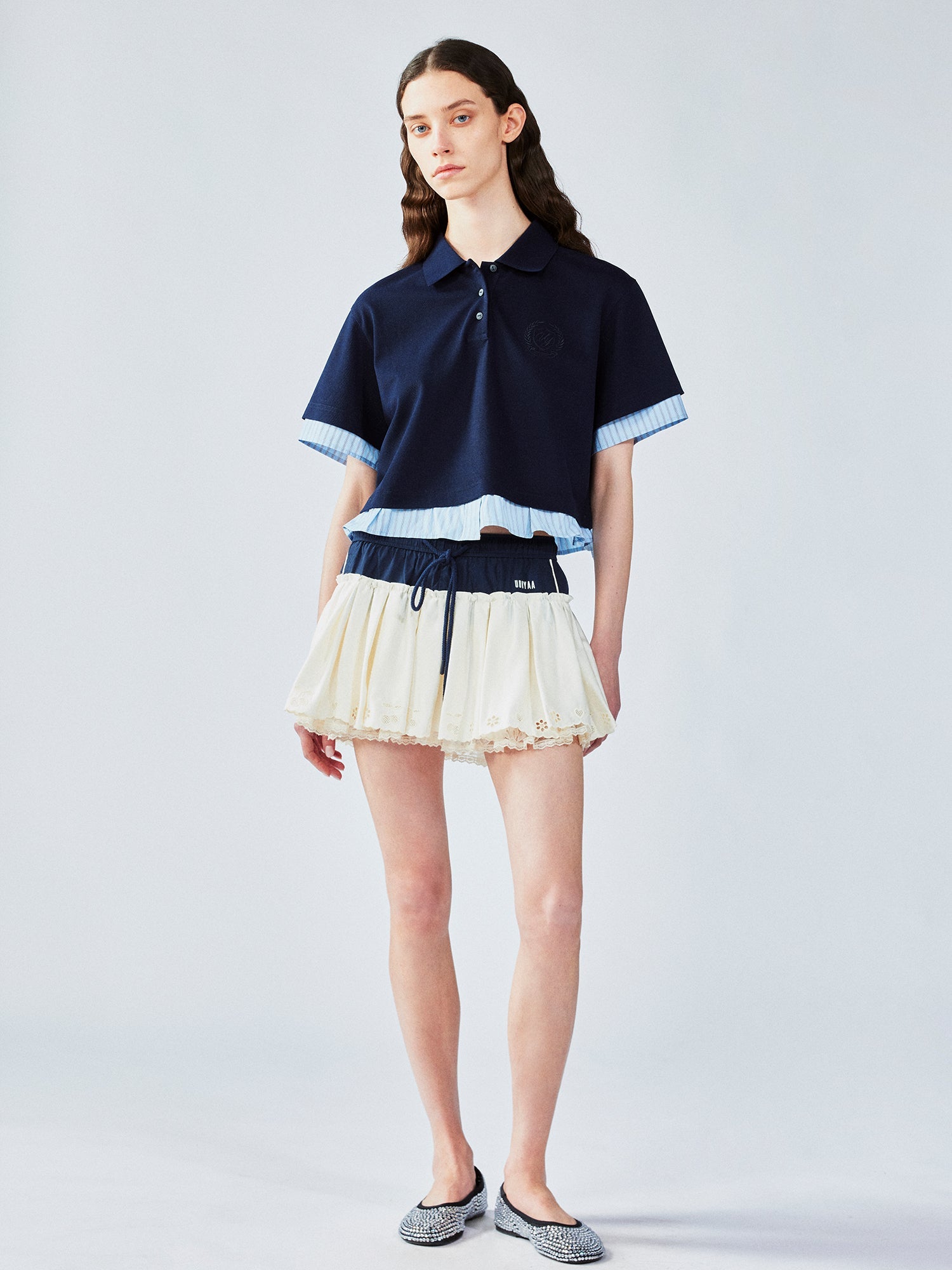 Faux-layered shirt & polo t-shirt