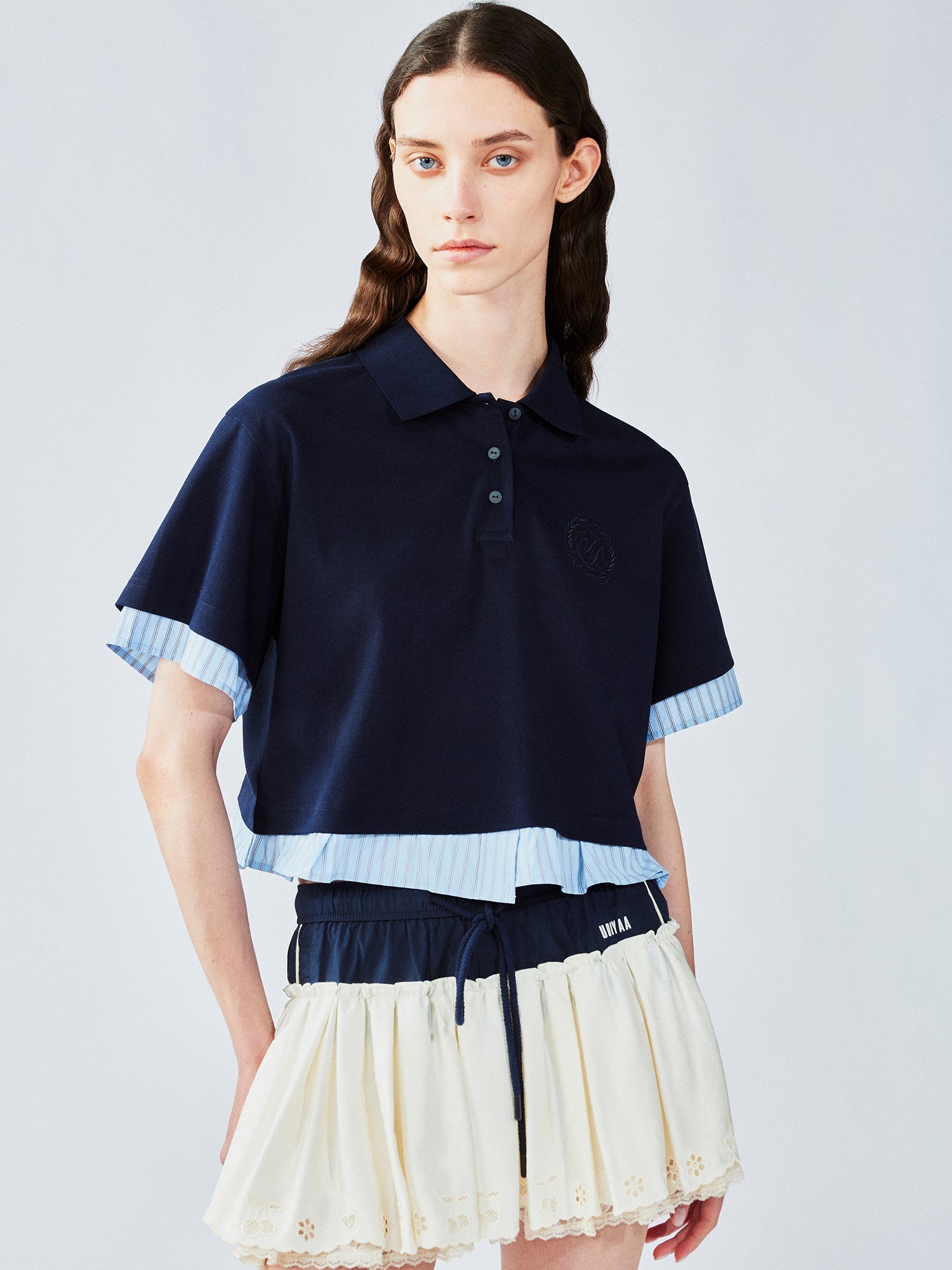 Faux-layered shirt & polo t-shirt