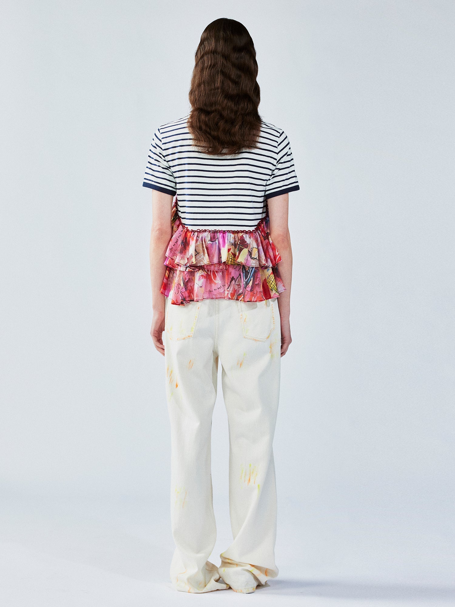 Graffiti ruffle sailor pullover