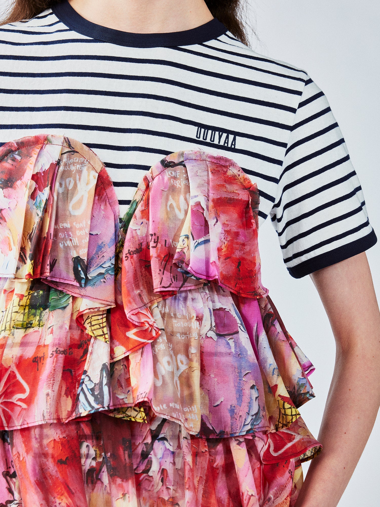 Graffiti ruffle sailor pullover