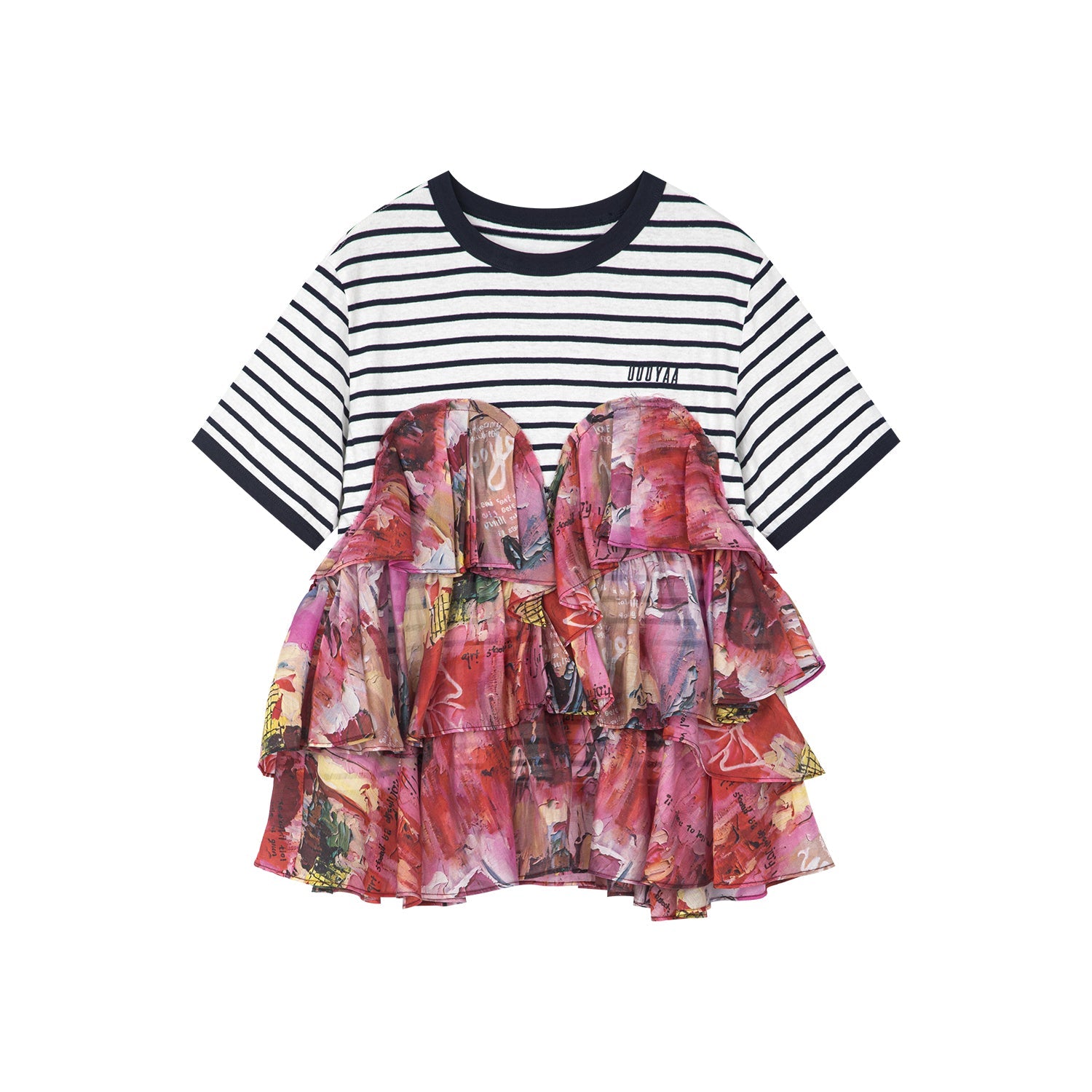 Graffiti ruffle sailor pullover