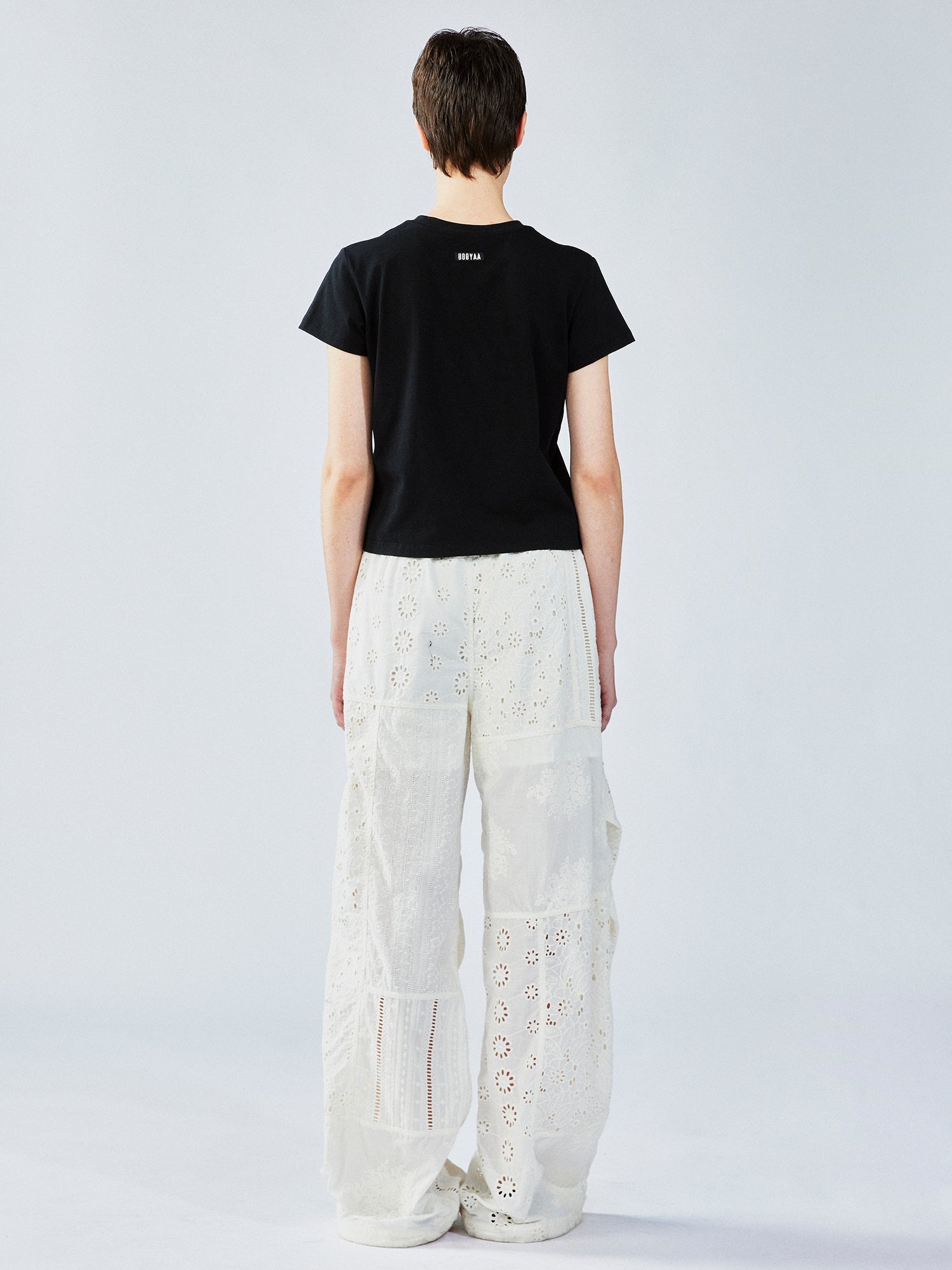 Openwork embroidered cargo pants