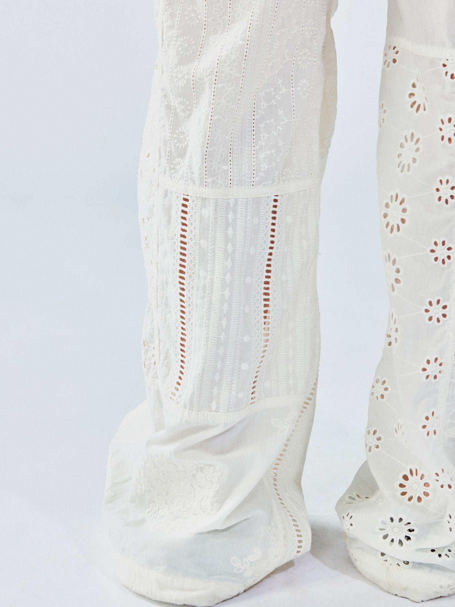 Openwork embroidered cargo pants
