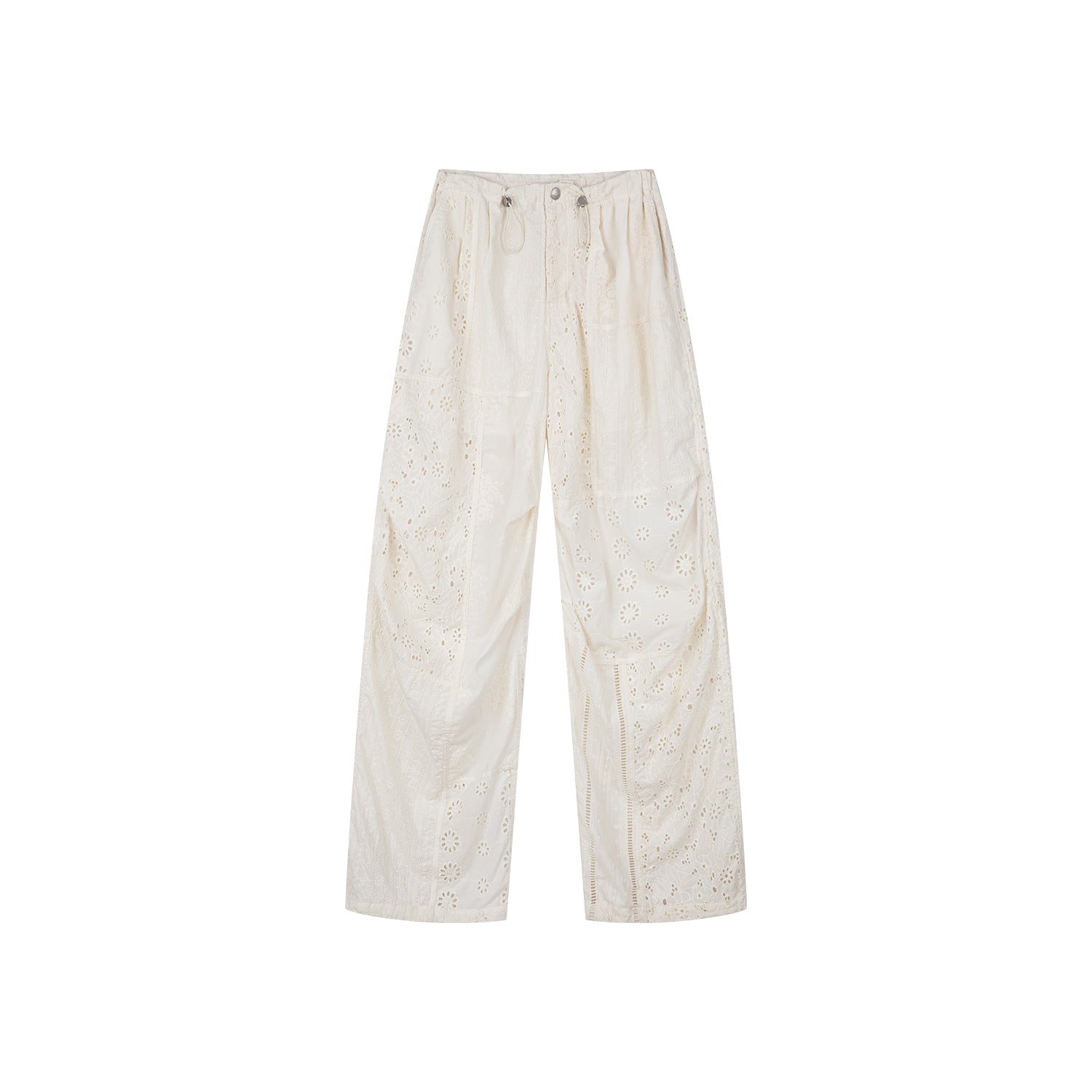 Openwork embroidered cargo pants