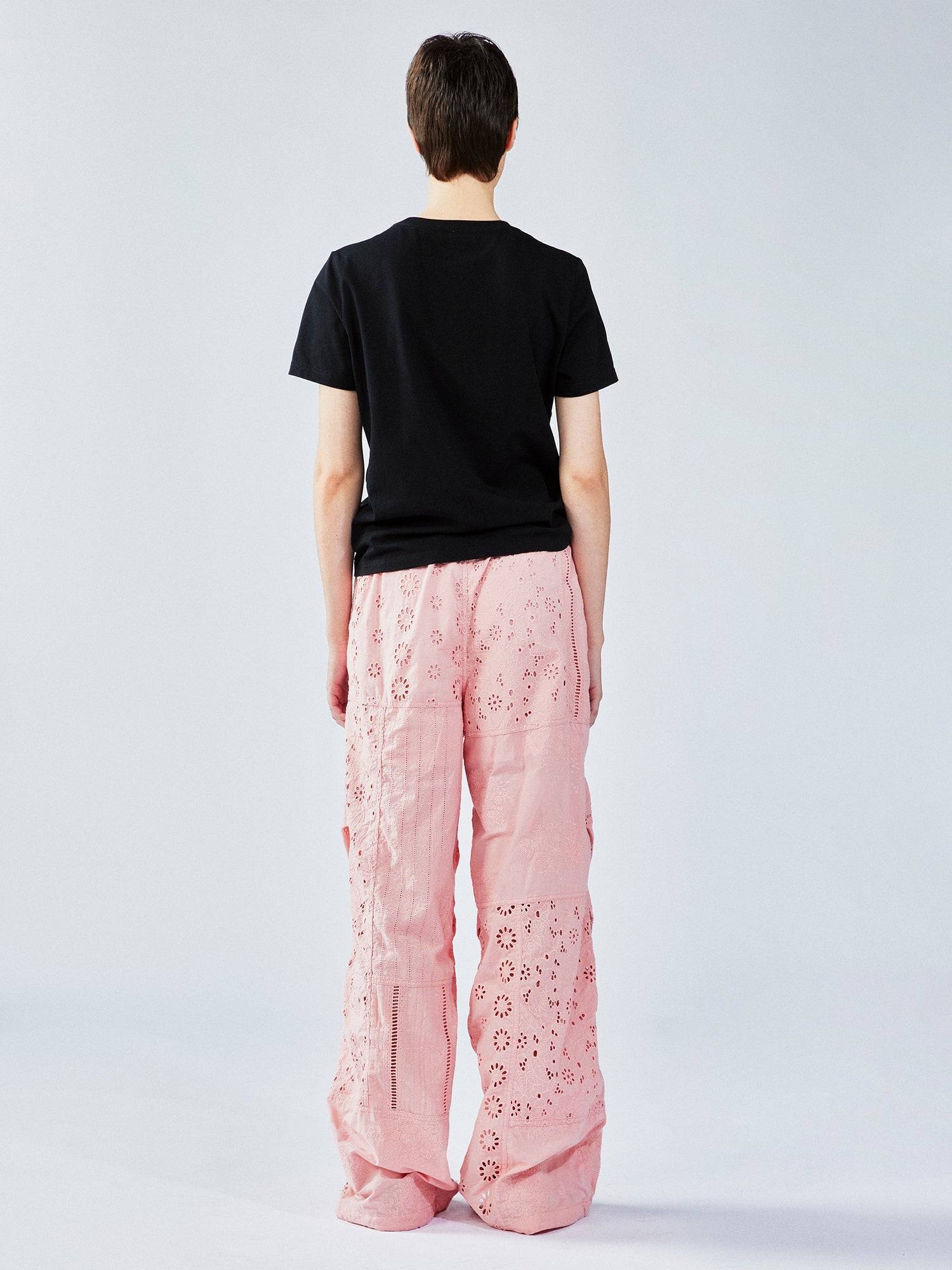 Openwork embroidery utility pants