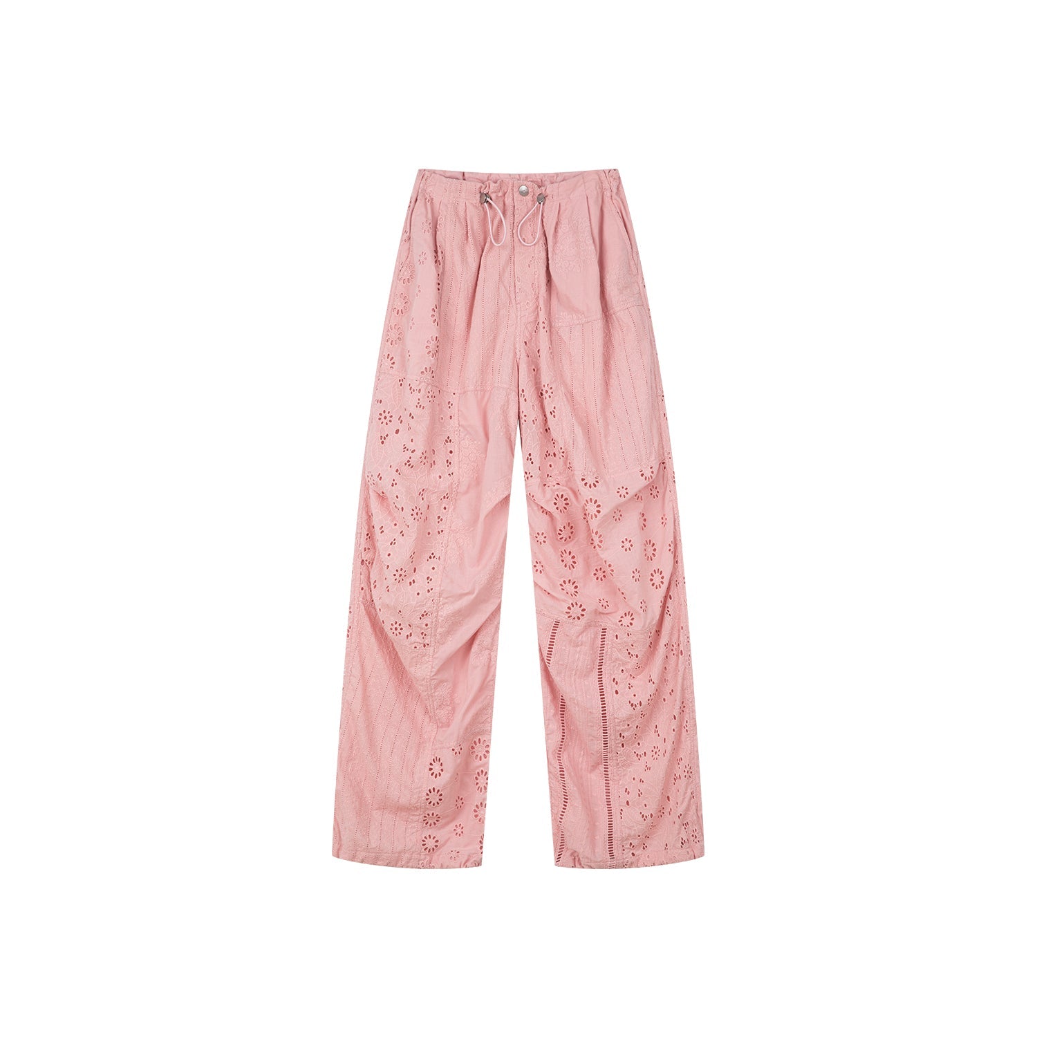Openwork embroidery utility pants