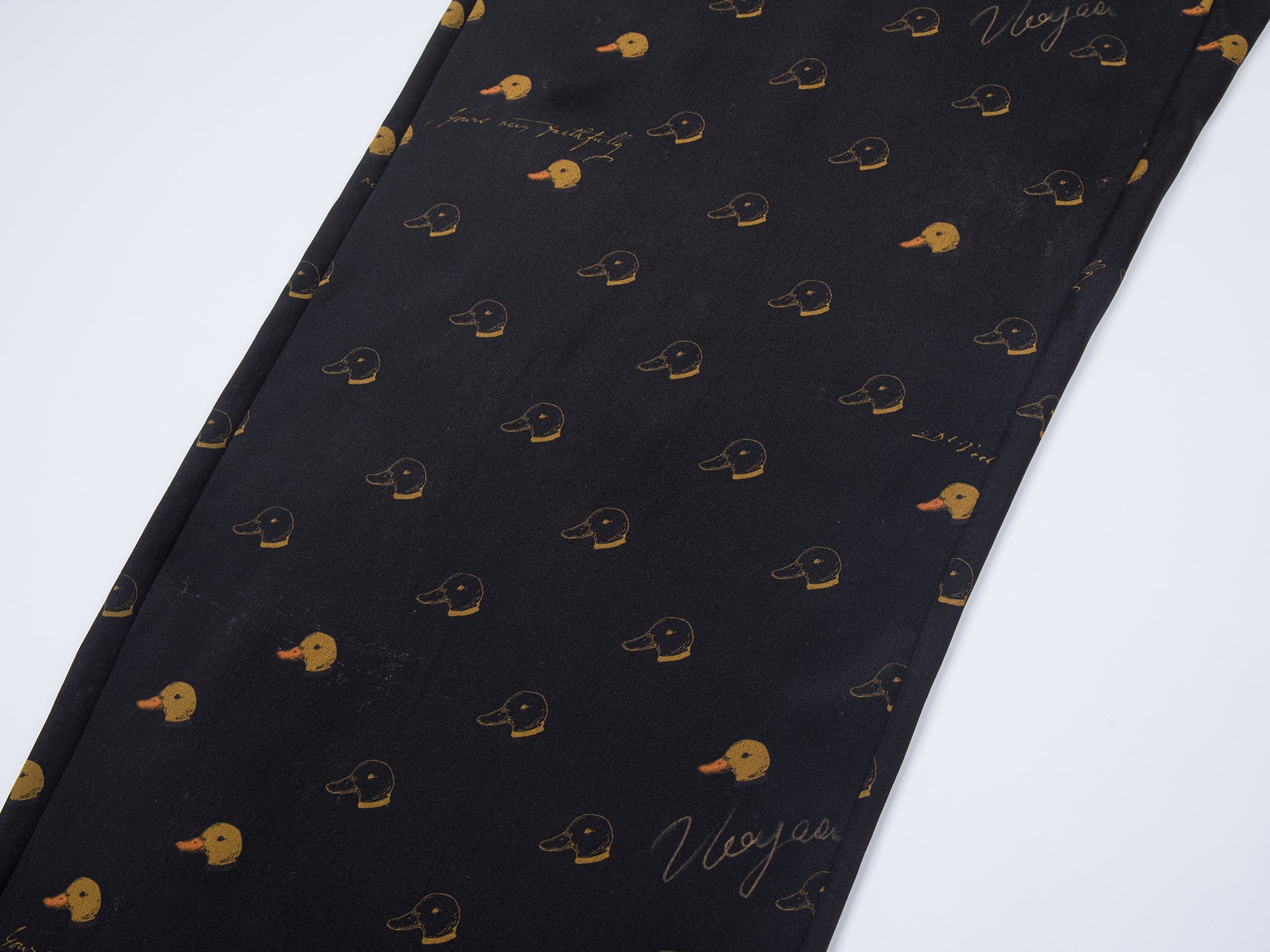 Silk hand-sketched yellow duck print pajama pants