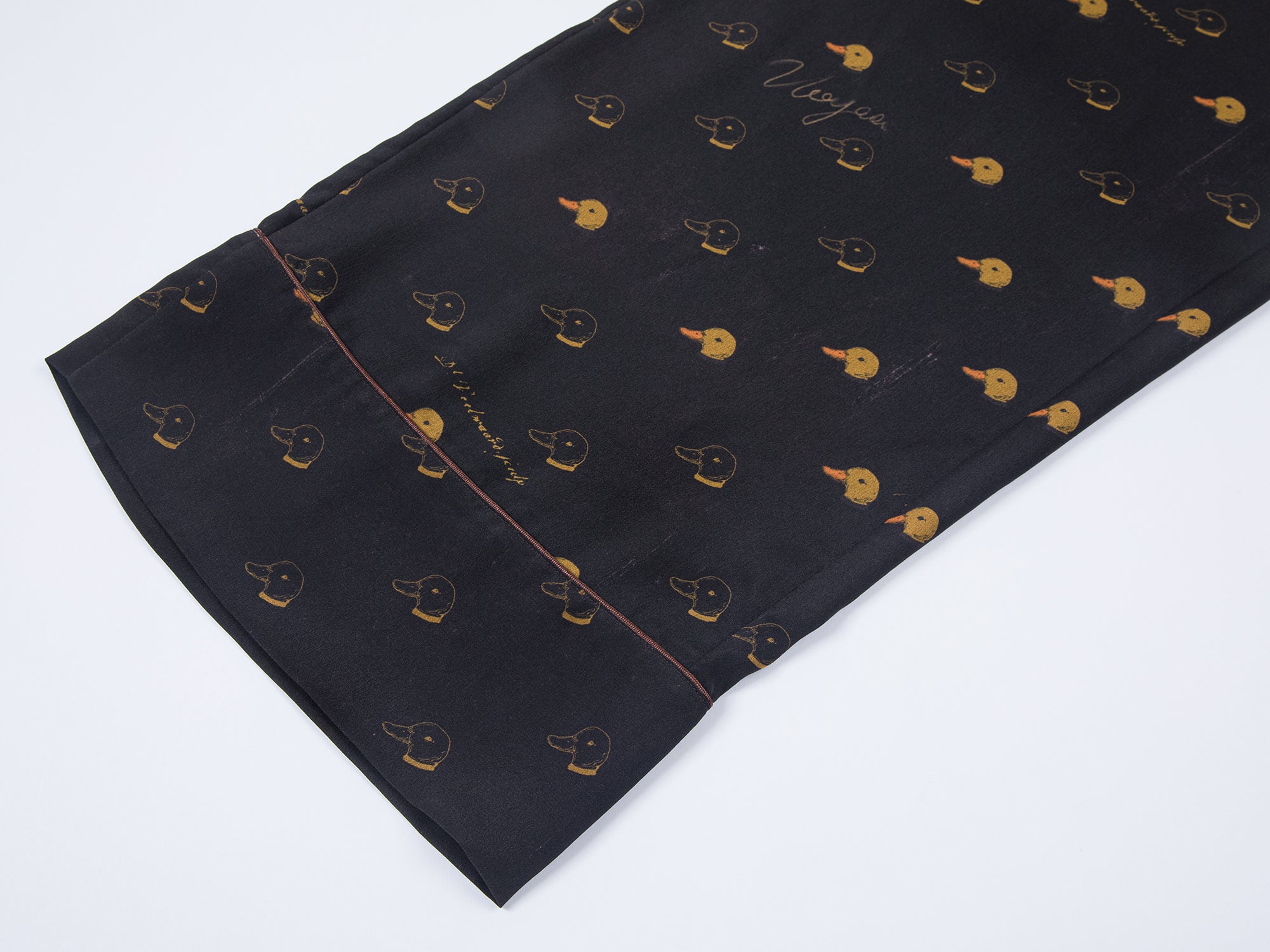 Silk hand-sketched yellow duck print pajama pants
