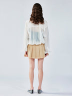 Pleated denim short skirt