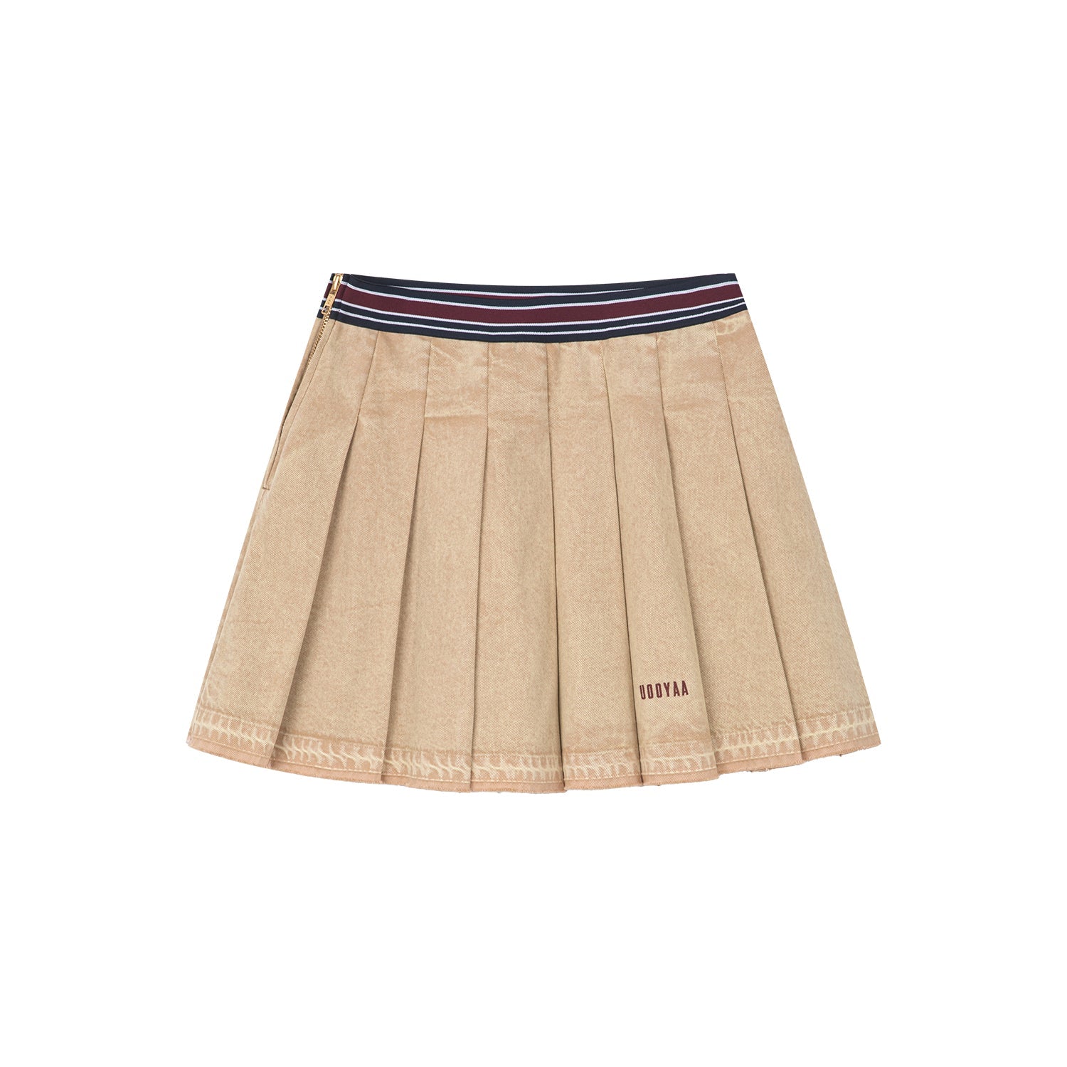 Pleated denim short skirt