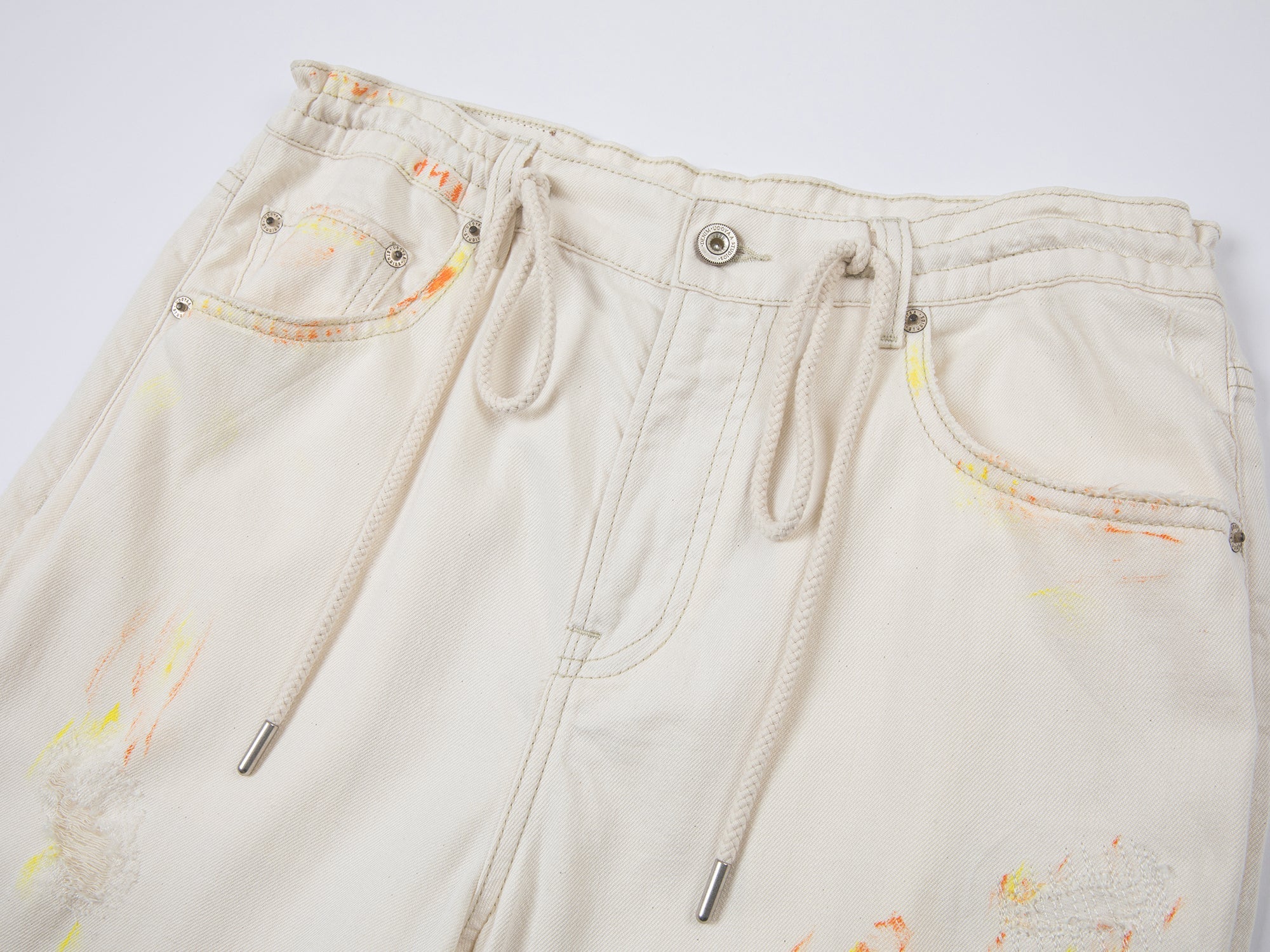 Mid-low rise faded straight jeans