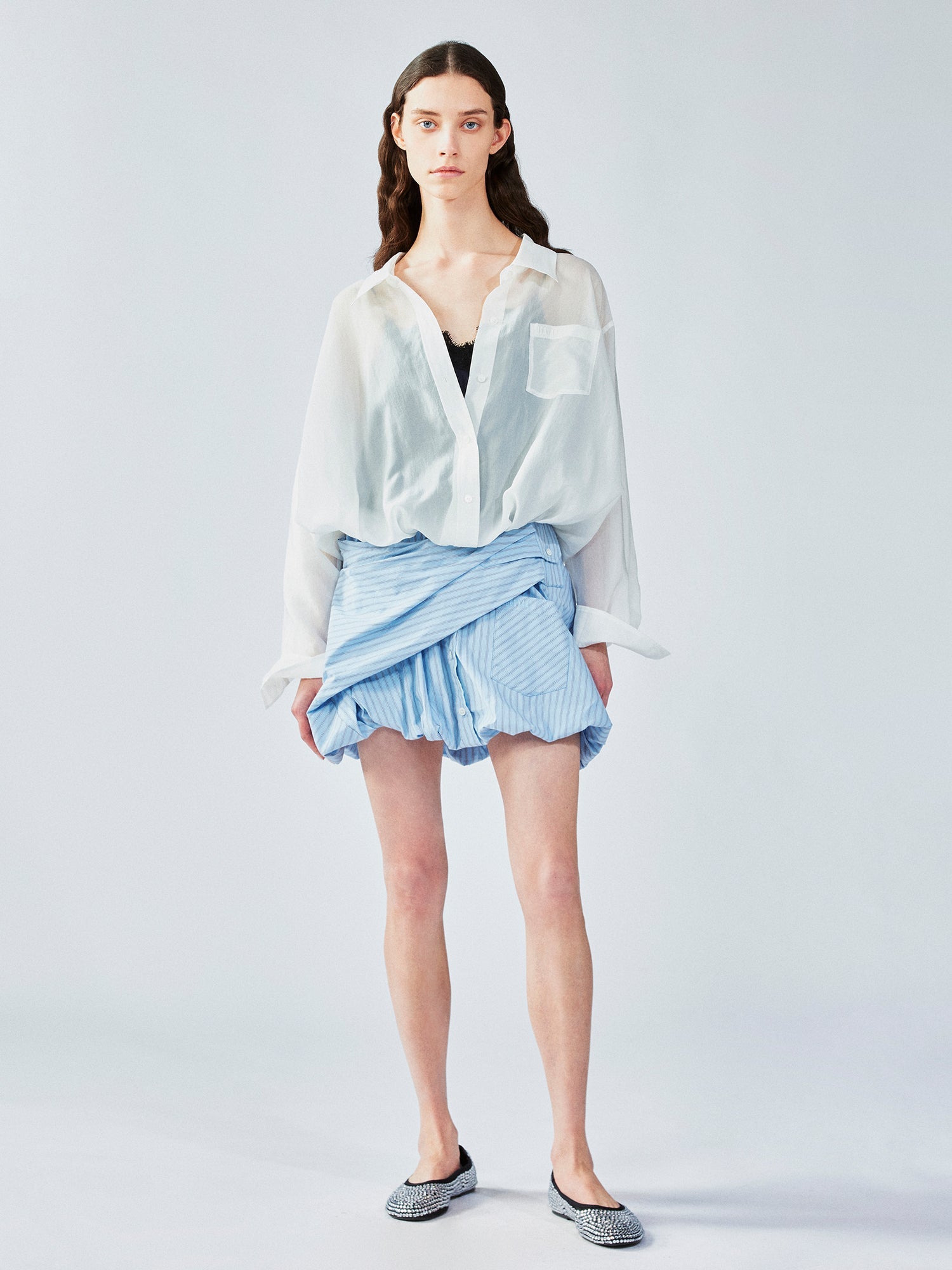 A mini skirt inspired by men's shirts