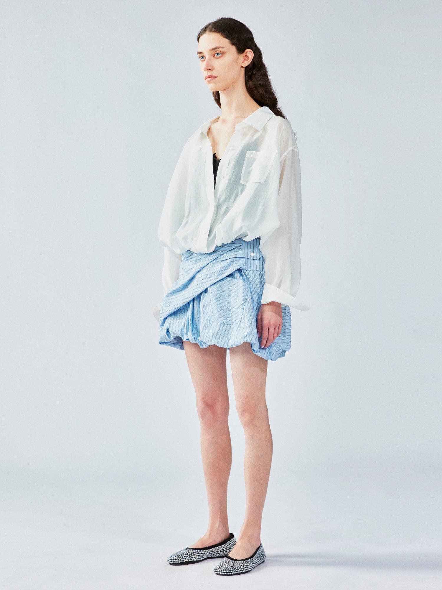 A mini skirt inspired by men's shirts