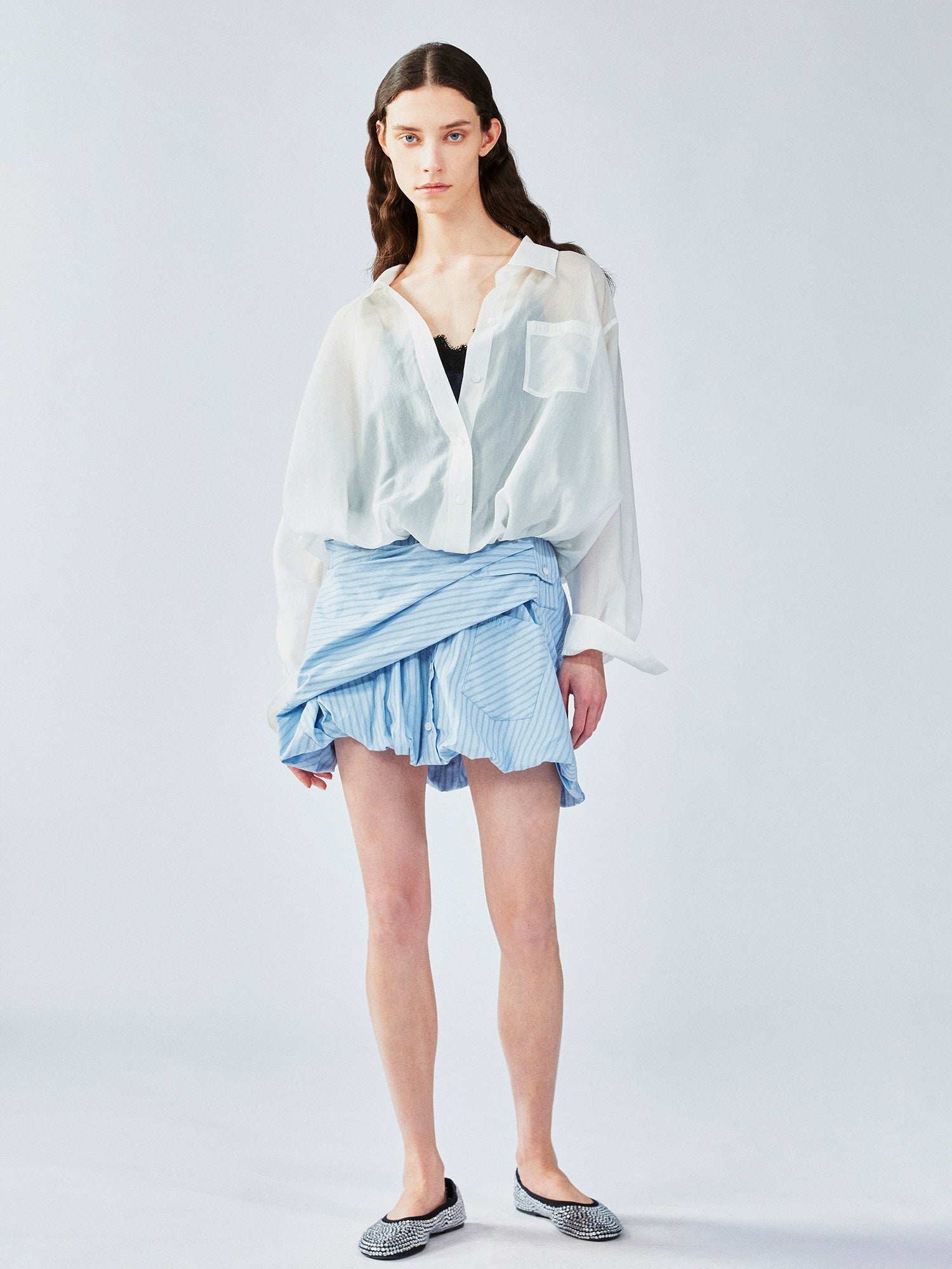 A mini skirt inspired by men's shirts