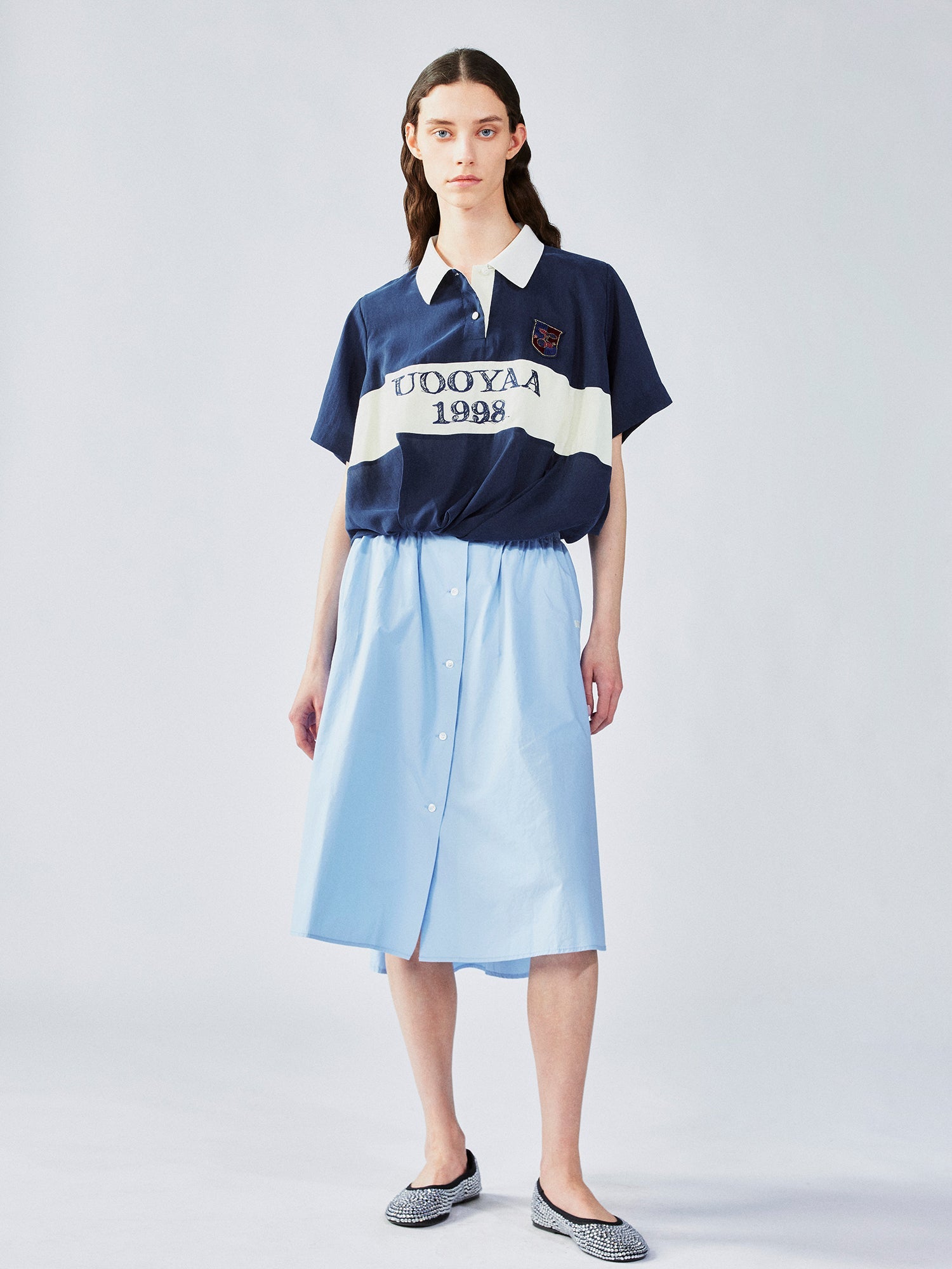 Shirt-style midi skirt