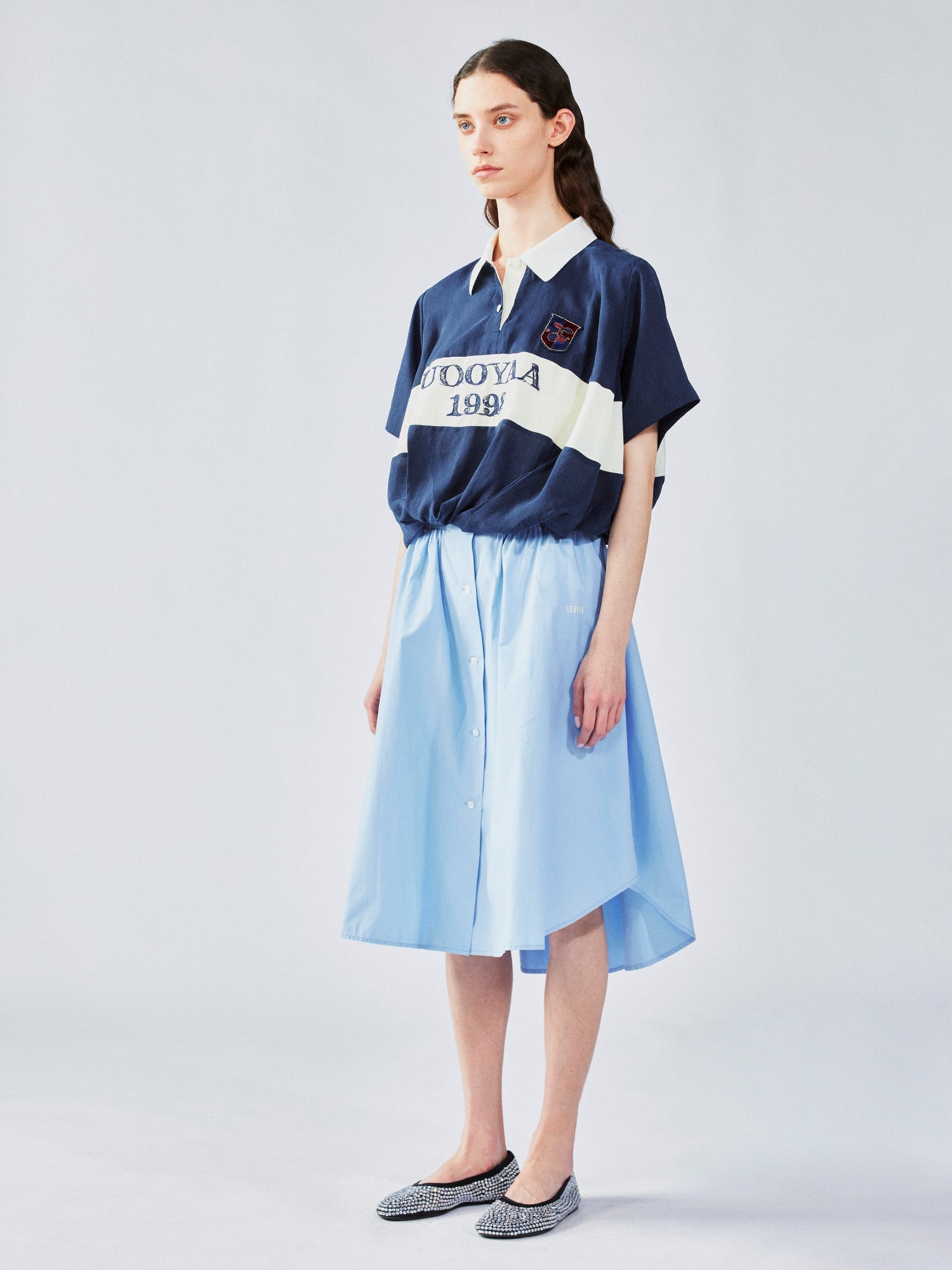 Shirt-style midi skirt