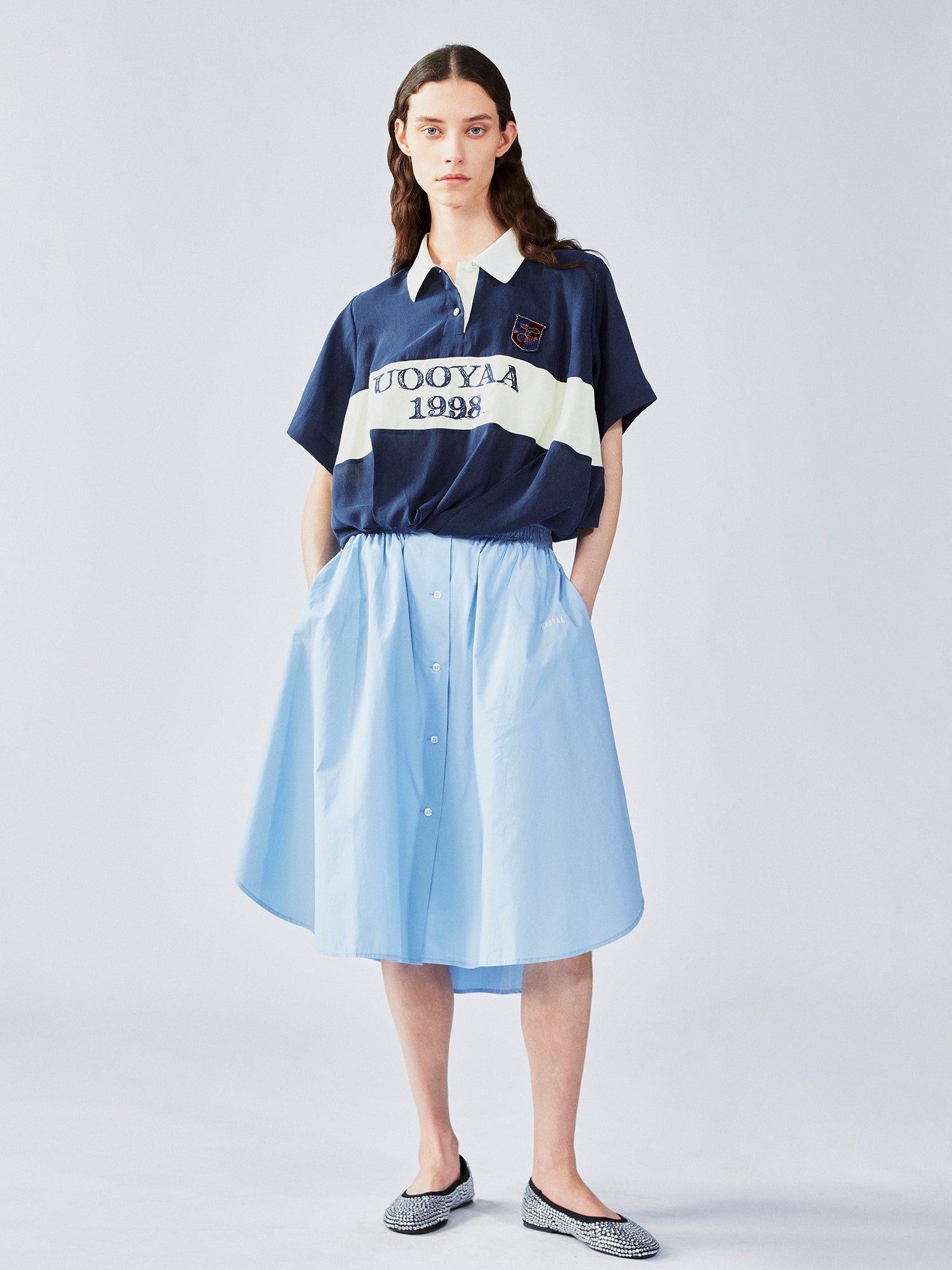 Shirt-style midi skirt