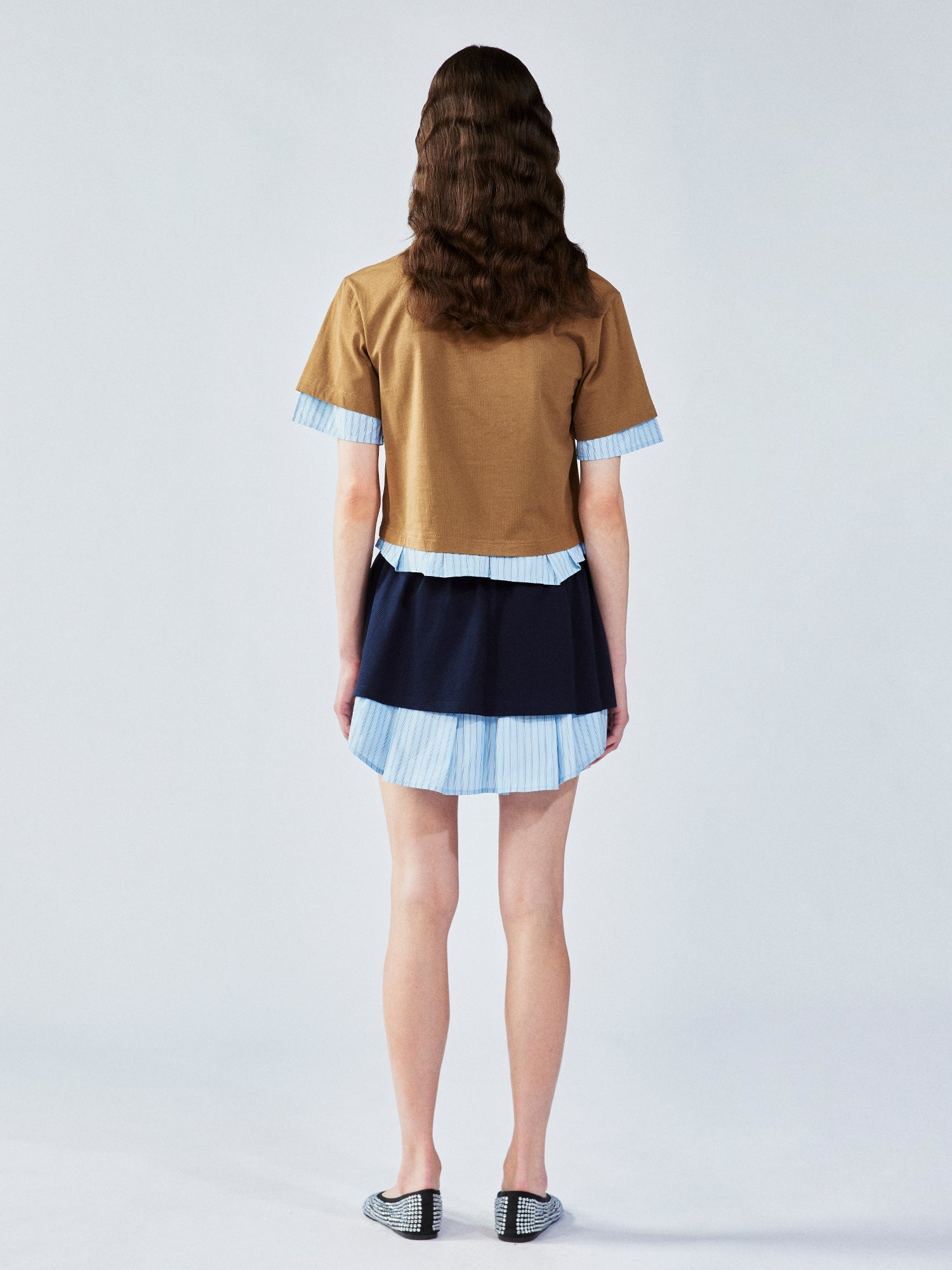 Faux-layered polo shirt mini skirt